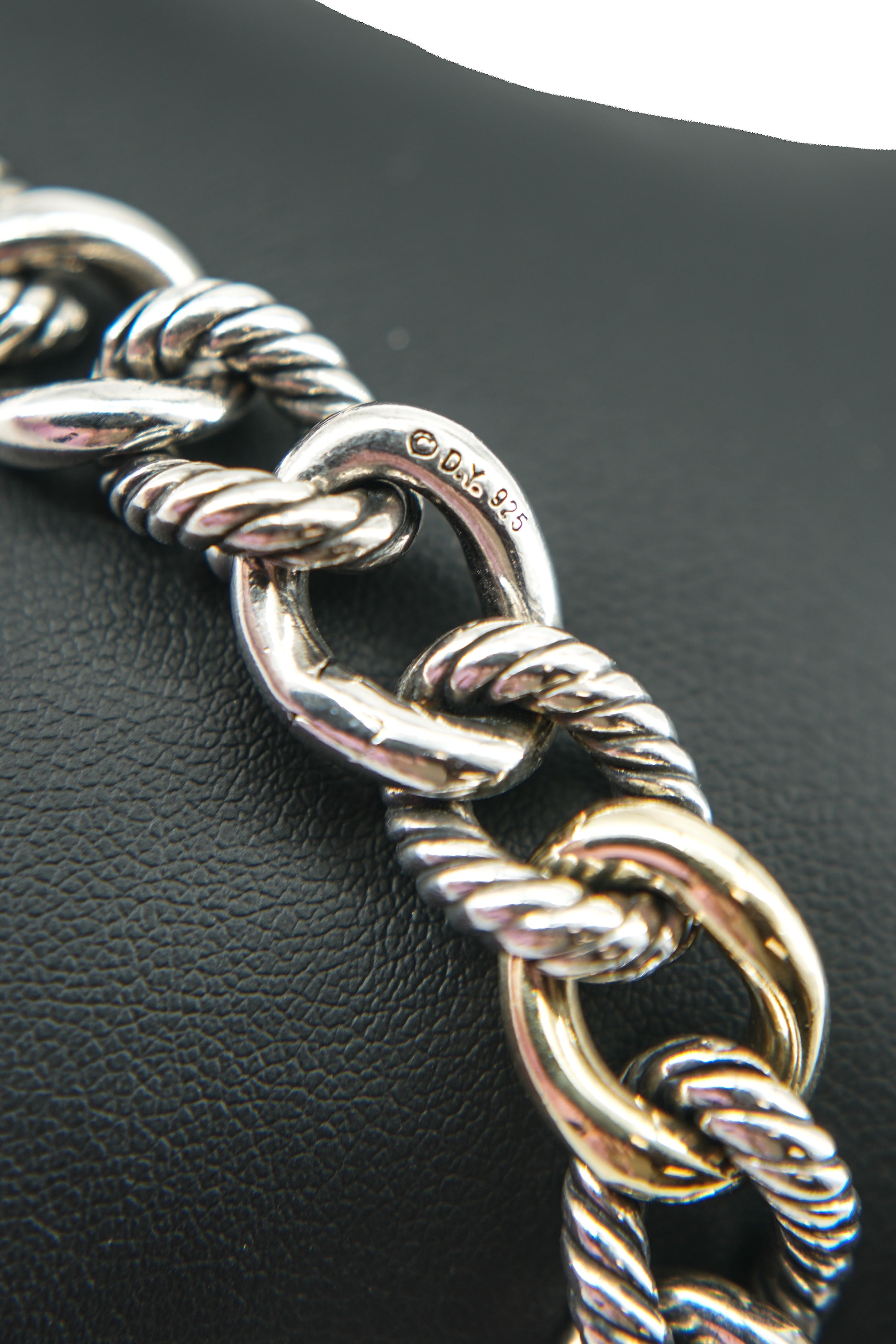 David Yurman sterling silver, yellow gold Belmont curb bracelet