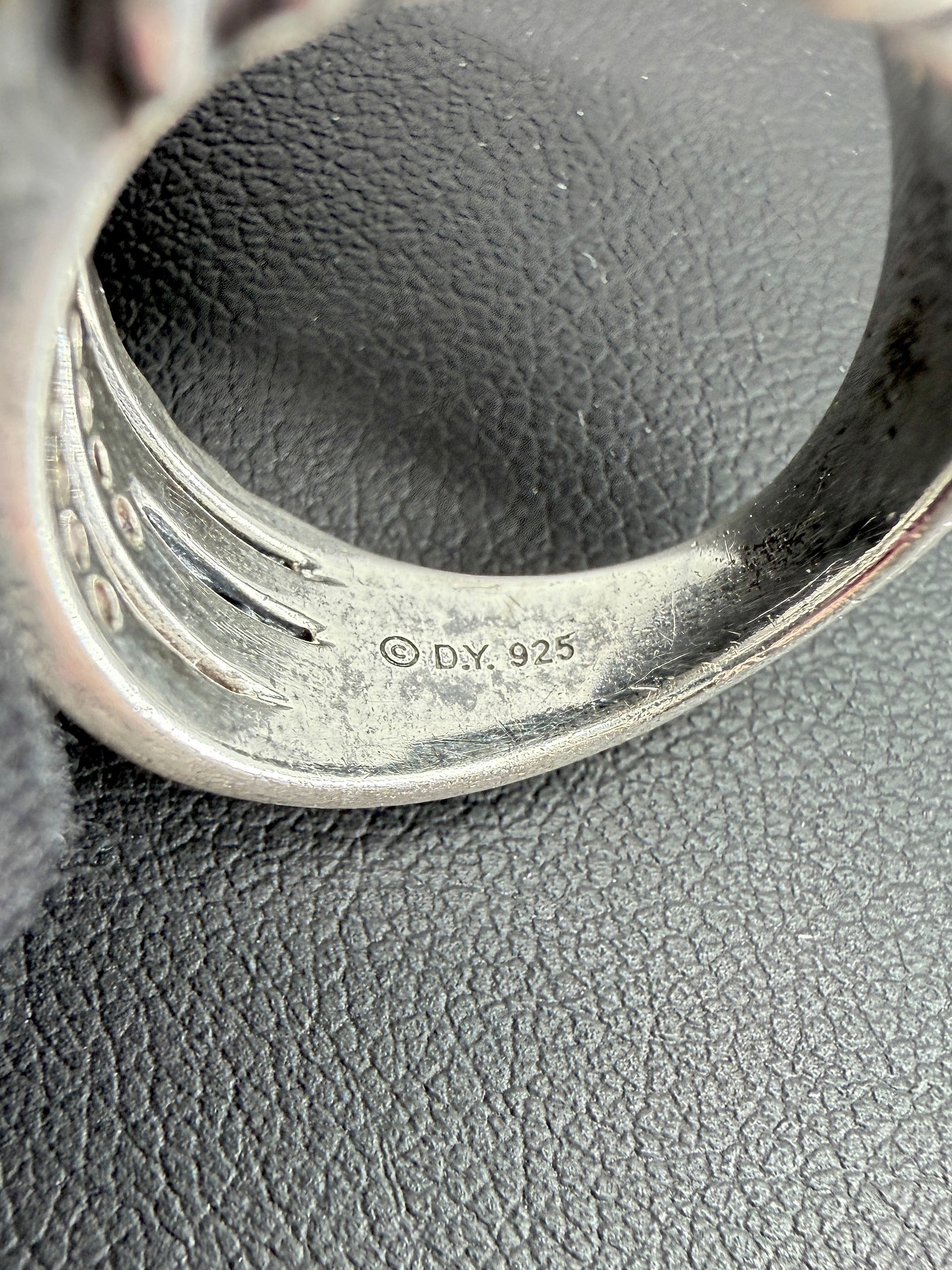 David Yurman sterling silver, black diamonds, diamond crossover ring