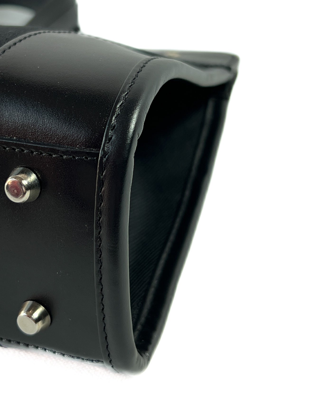 Emporio Armani black canvas leather top handle bag