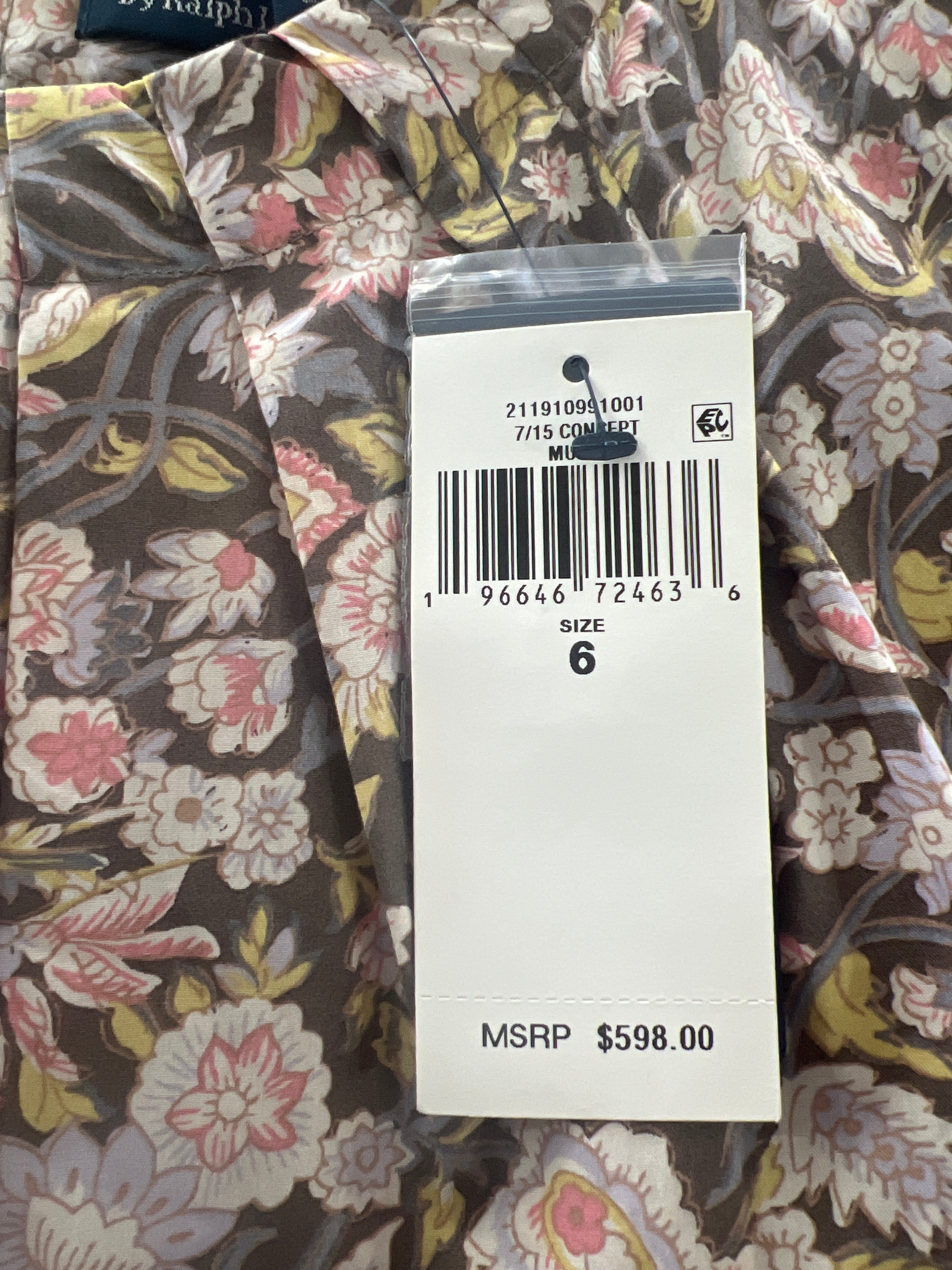 Polo Ralph Lauren gray multicolor floral SS dress size 6 NWT Retail $598