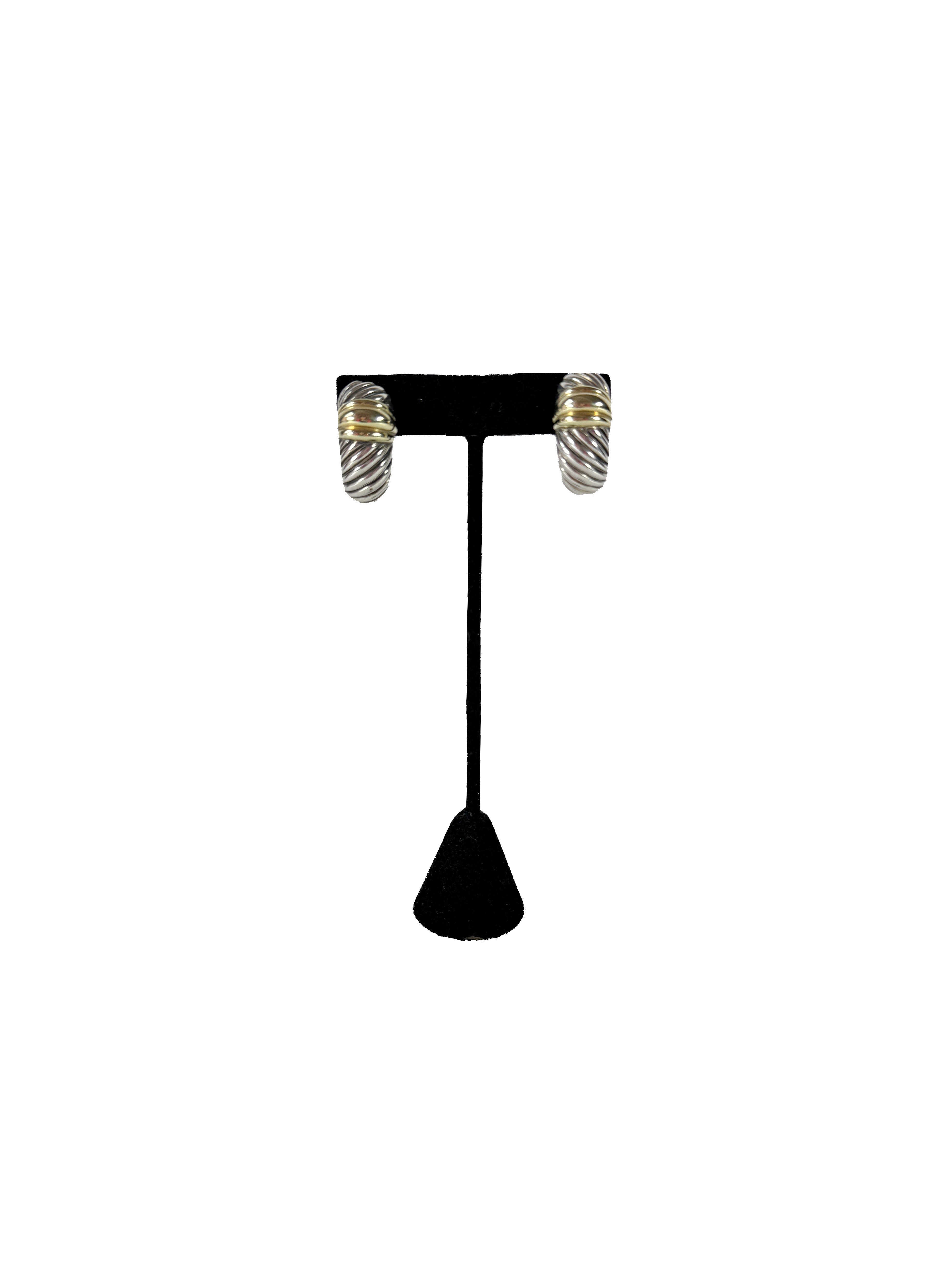 David Yurman sterling silver, 14k gold Thoroughbred shrimp drop earrings