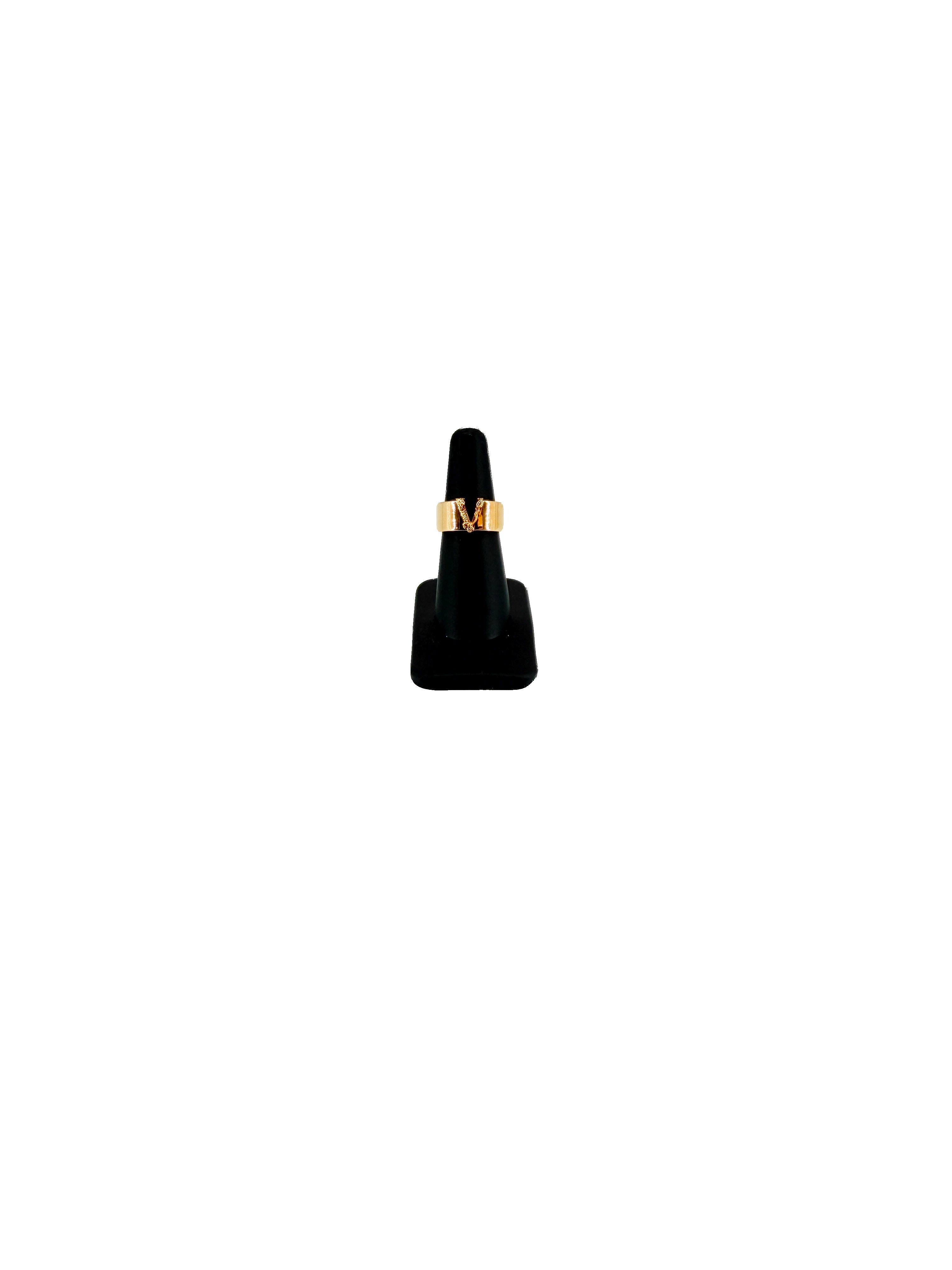 Versace gold tone V Virtus ring