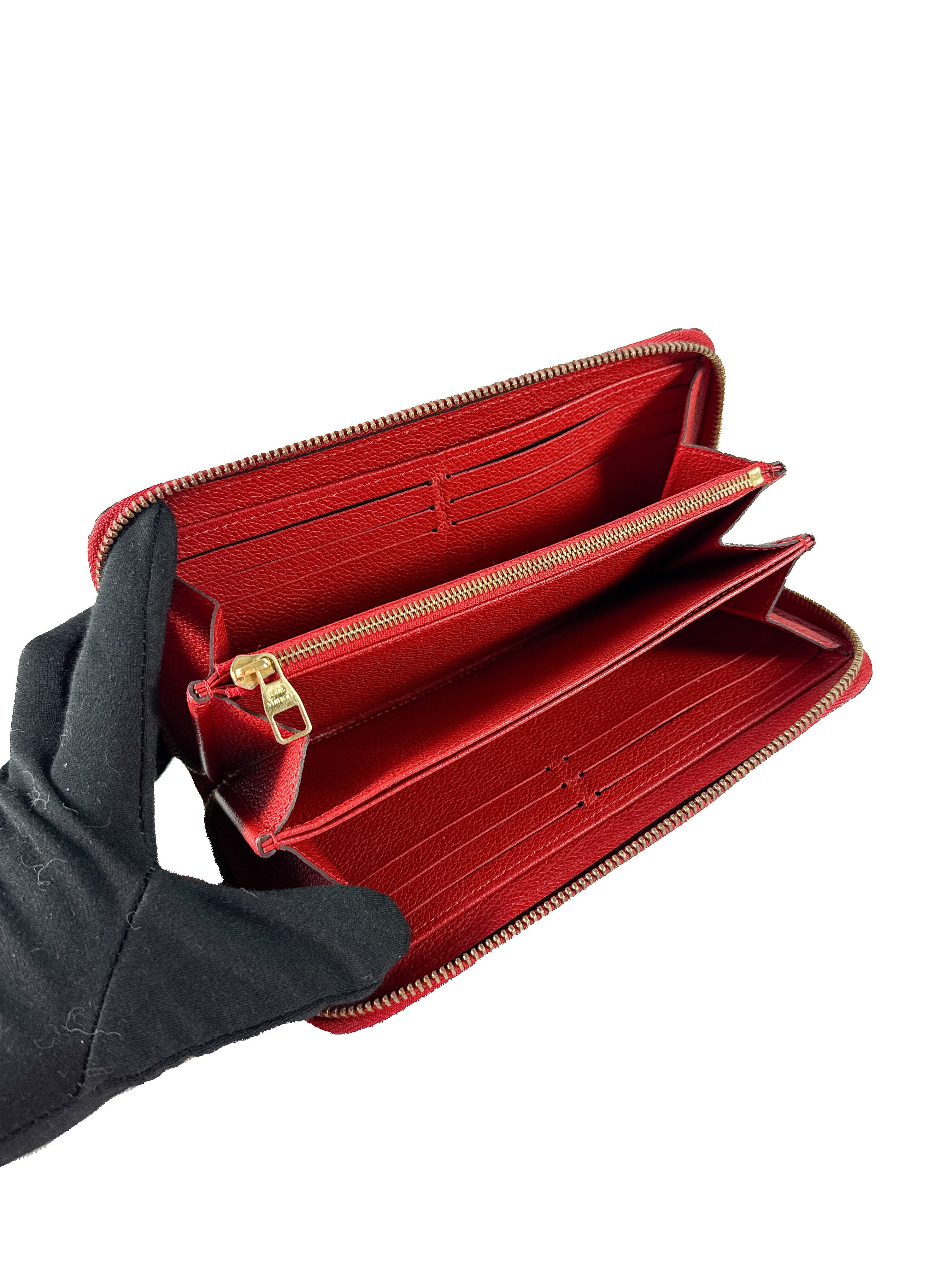 Louis Vuitton monogram red empreinte leather zippy wallet SP2117