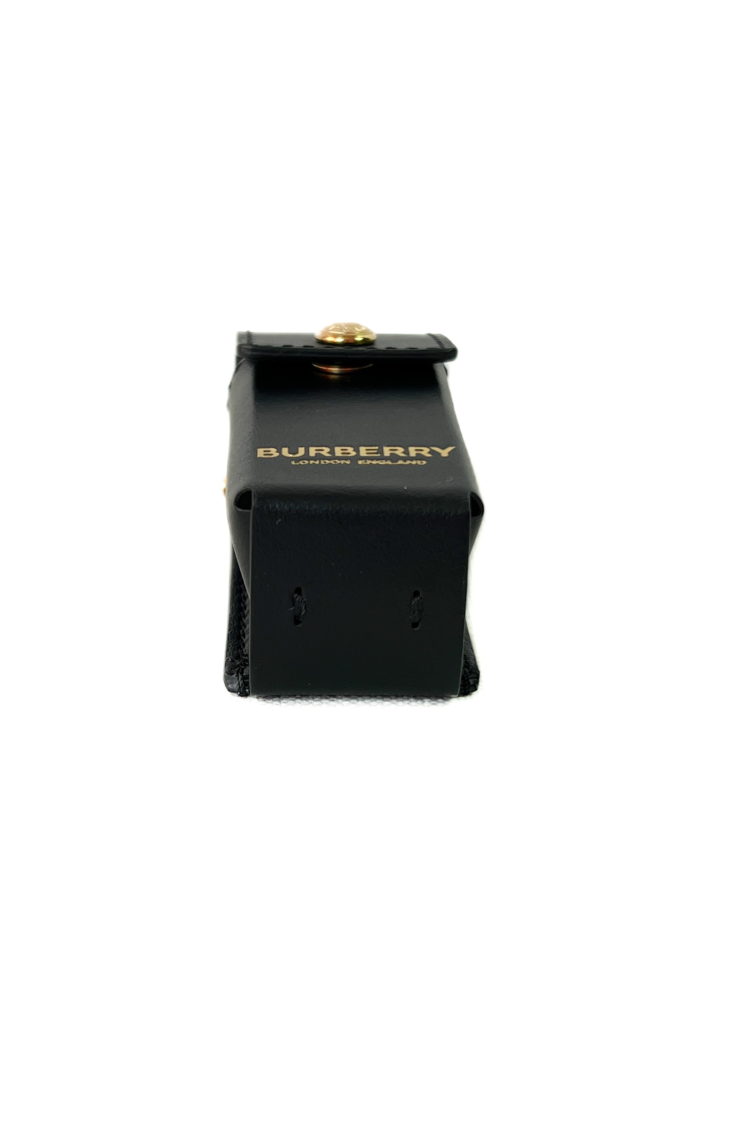 Burberry black leather lipstick holder w/chain