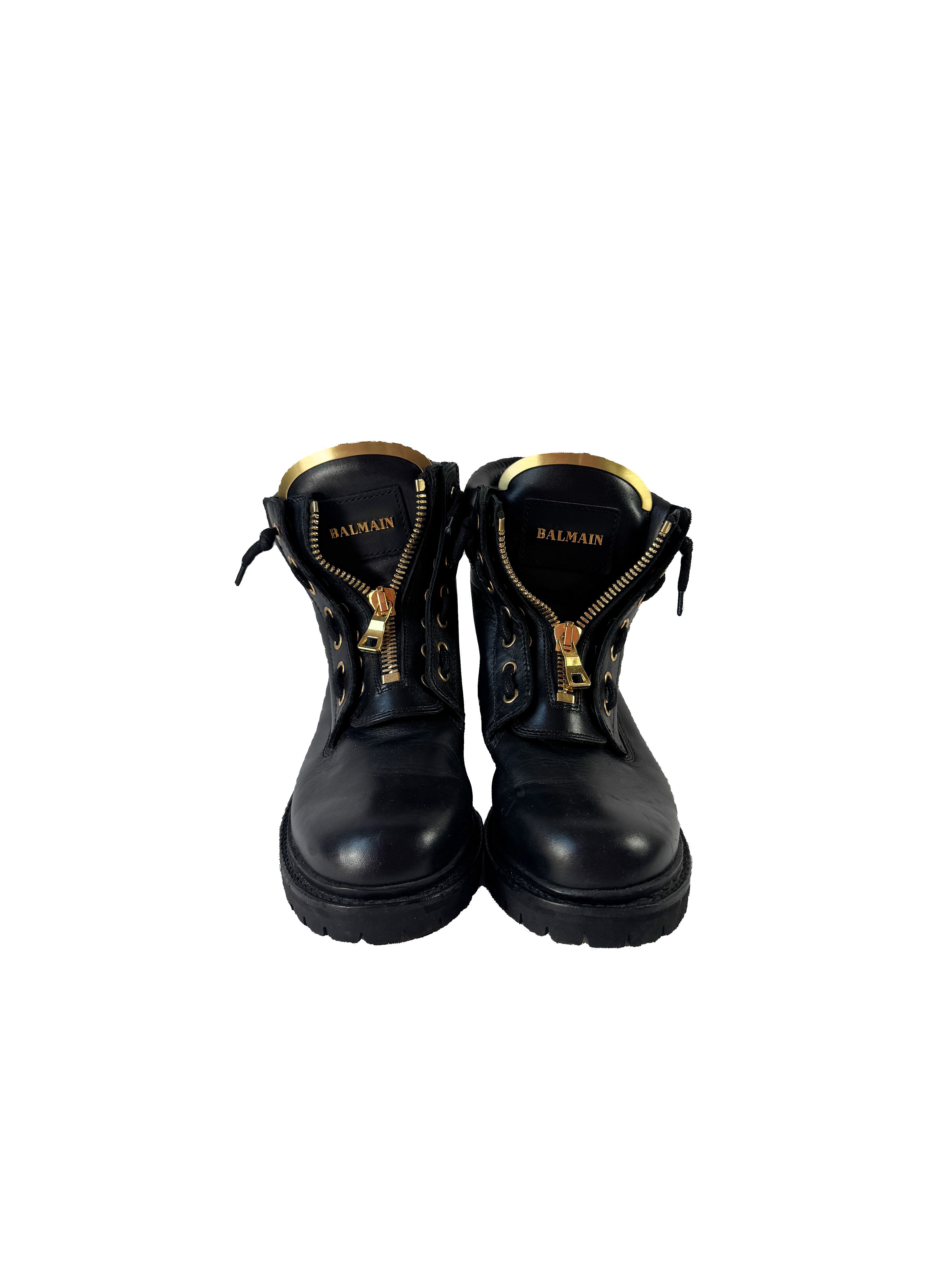 Balmain black Paris Taiga Ranger boots size 38
