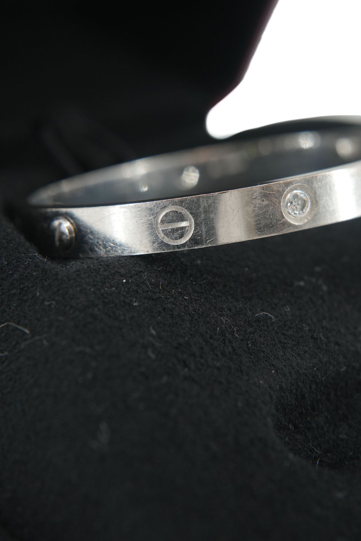 Cartier love 4 diamond 18k white gold bracelet size 17 PYC386
