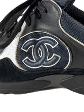 Chanel black navy double C sneakers size 38 **as is**