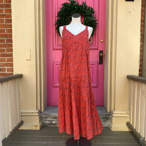 Joie pink & red print tank dress size Large New With Tags