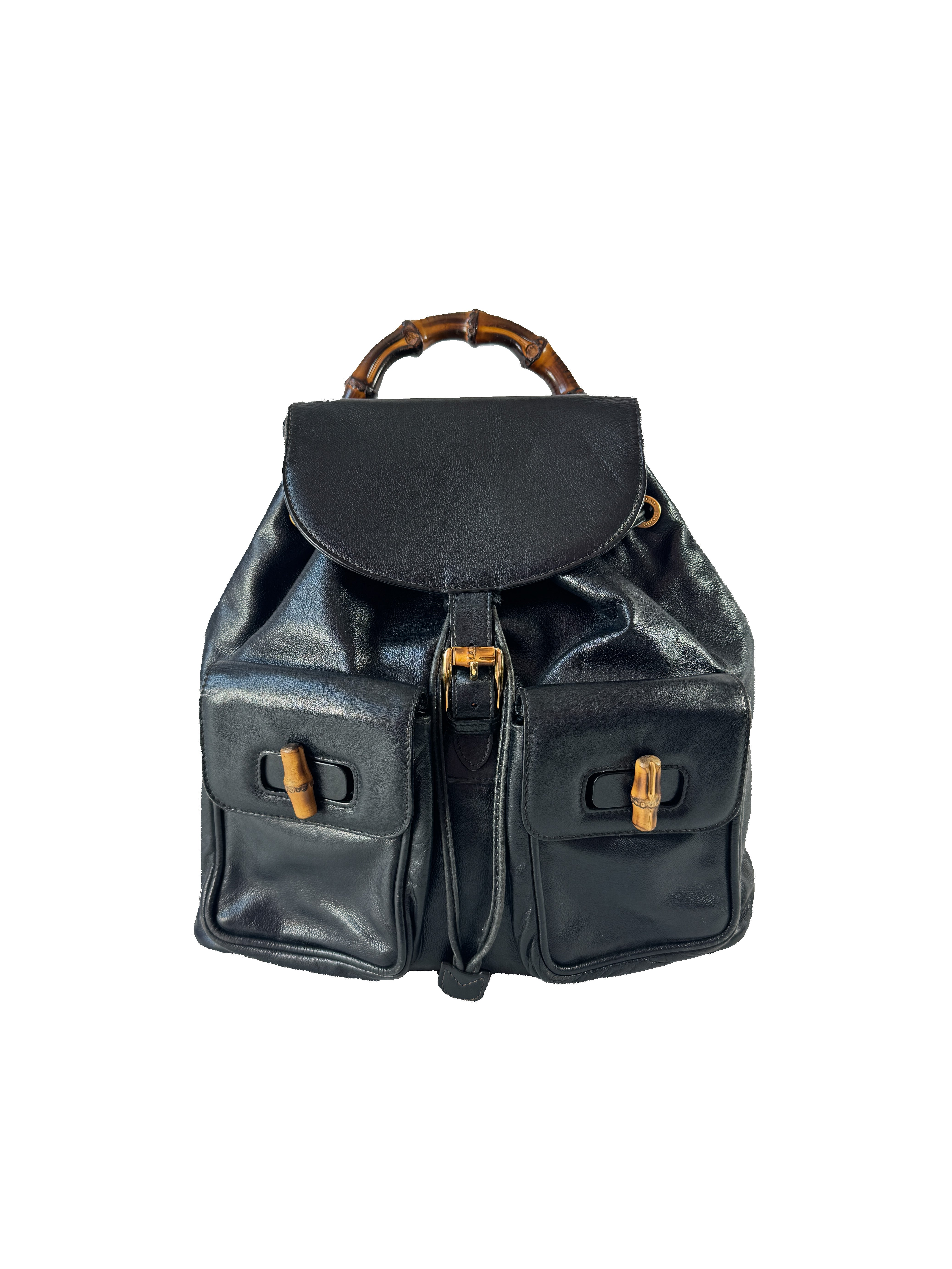 Gucci black Bamboo handle backpack 3580016