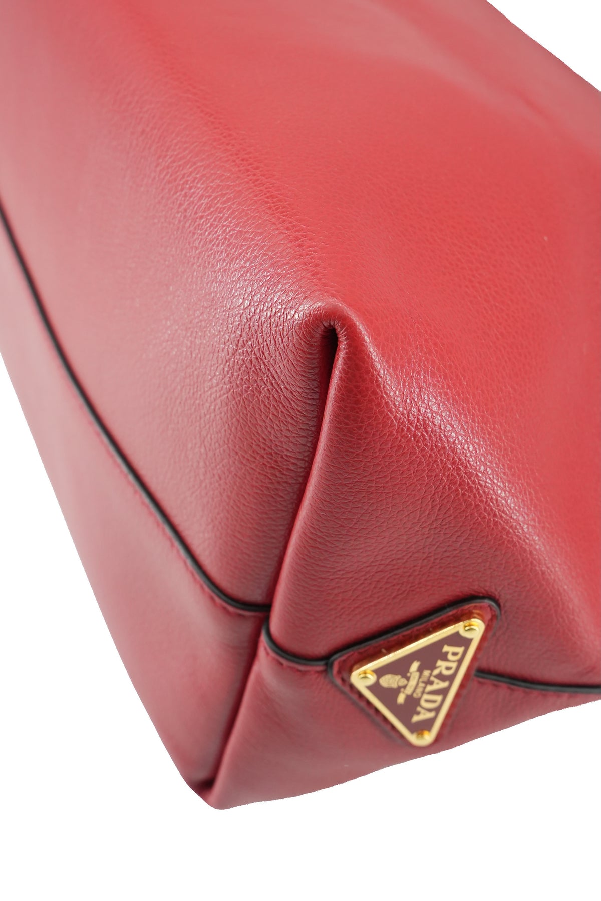 Prada red leather embossed logo satchel 204