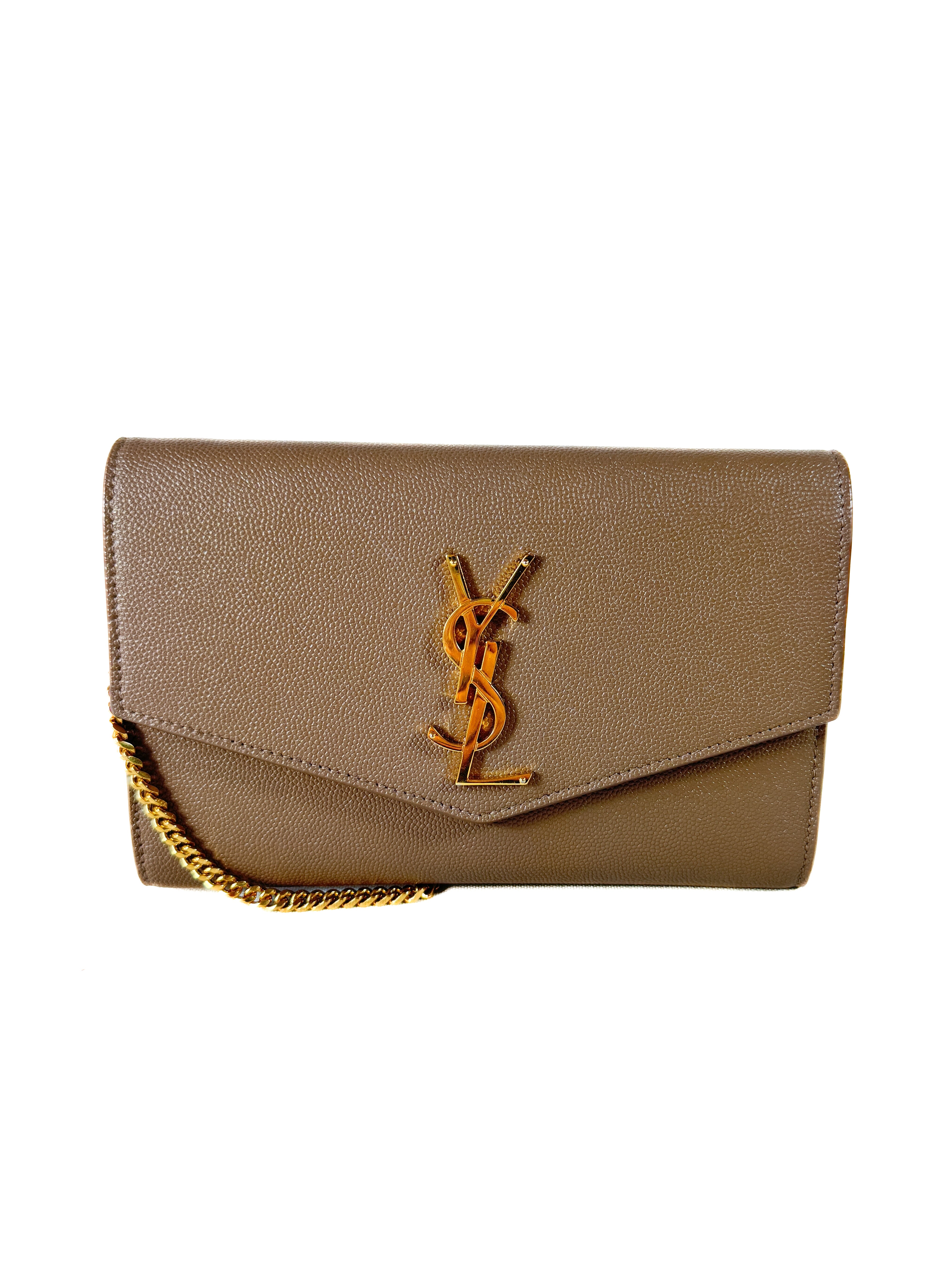Saint Laurent taupe uptown chain wallet GNC607788 0722