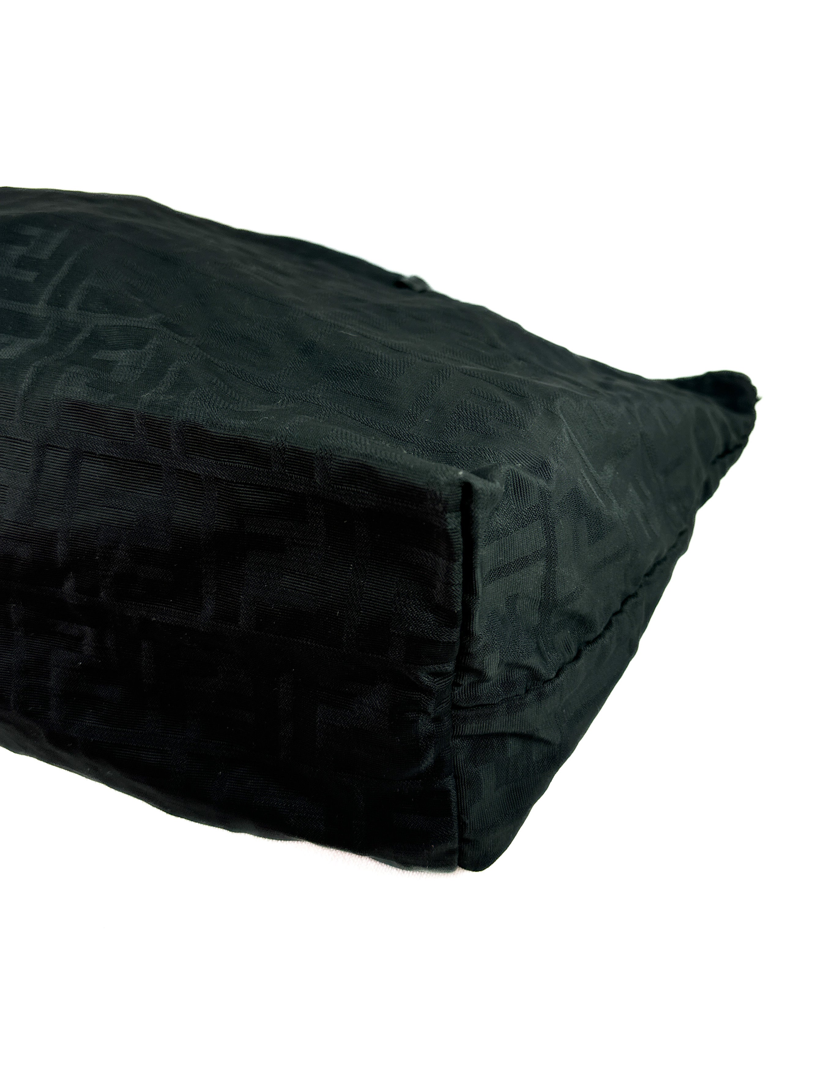 Fendi black zucca medium roll tote
