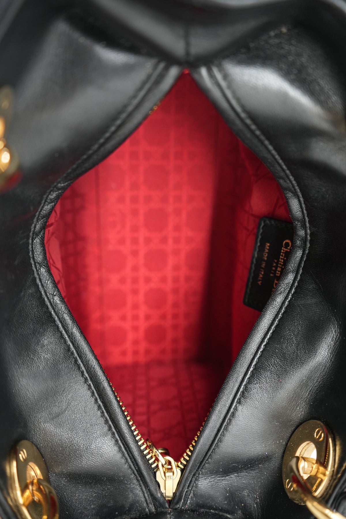 Christian Dior black quilted Lady Dior vintage 18-MA-0153
