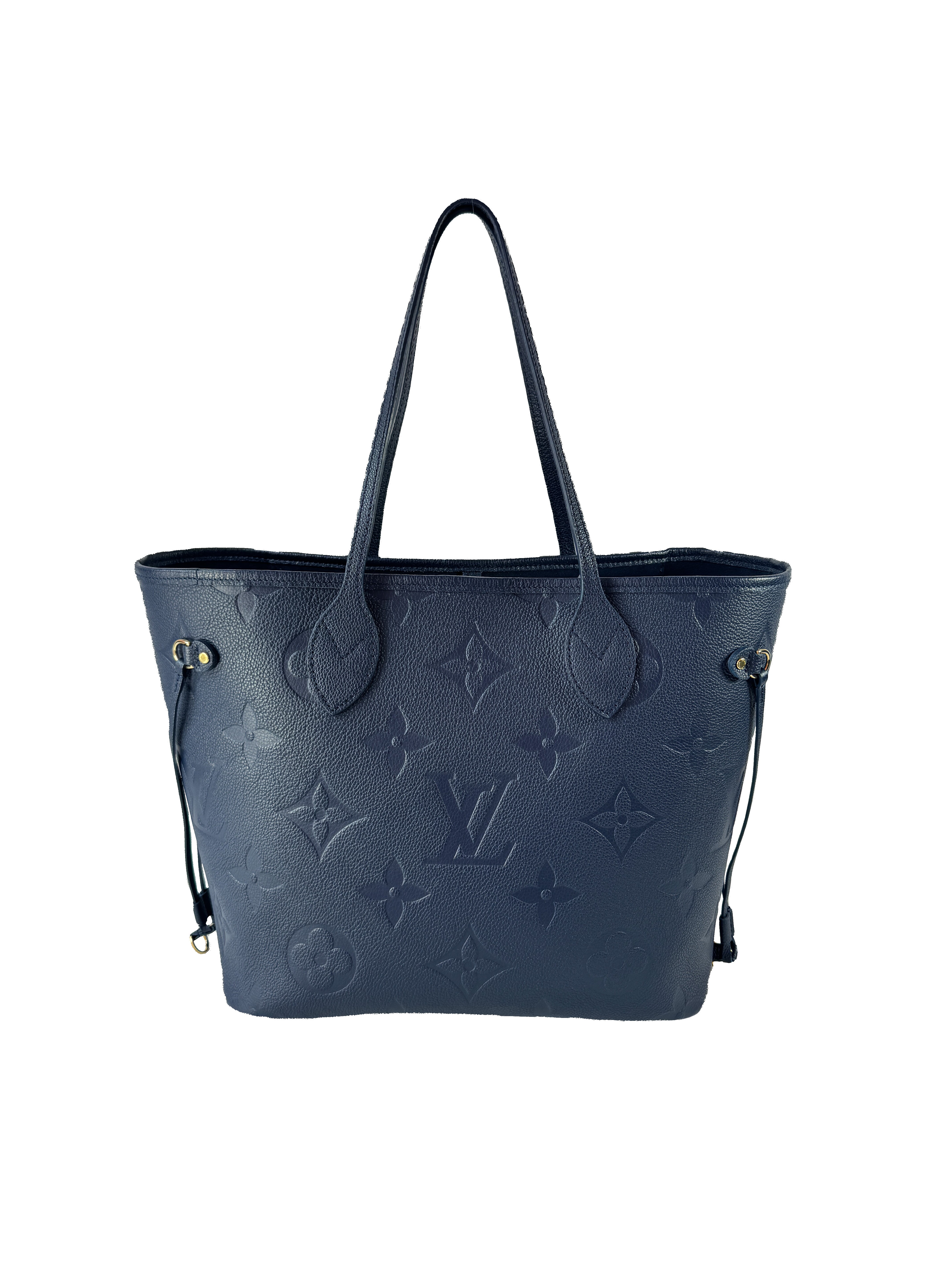 Louis Vuitton navy giant monogram empreinte Neverfull MM (NFC)