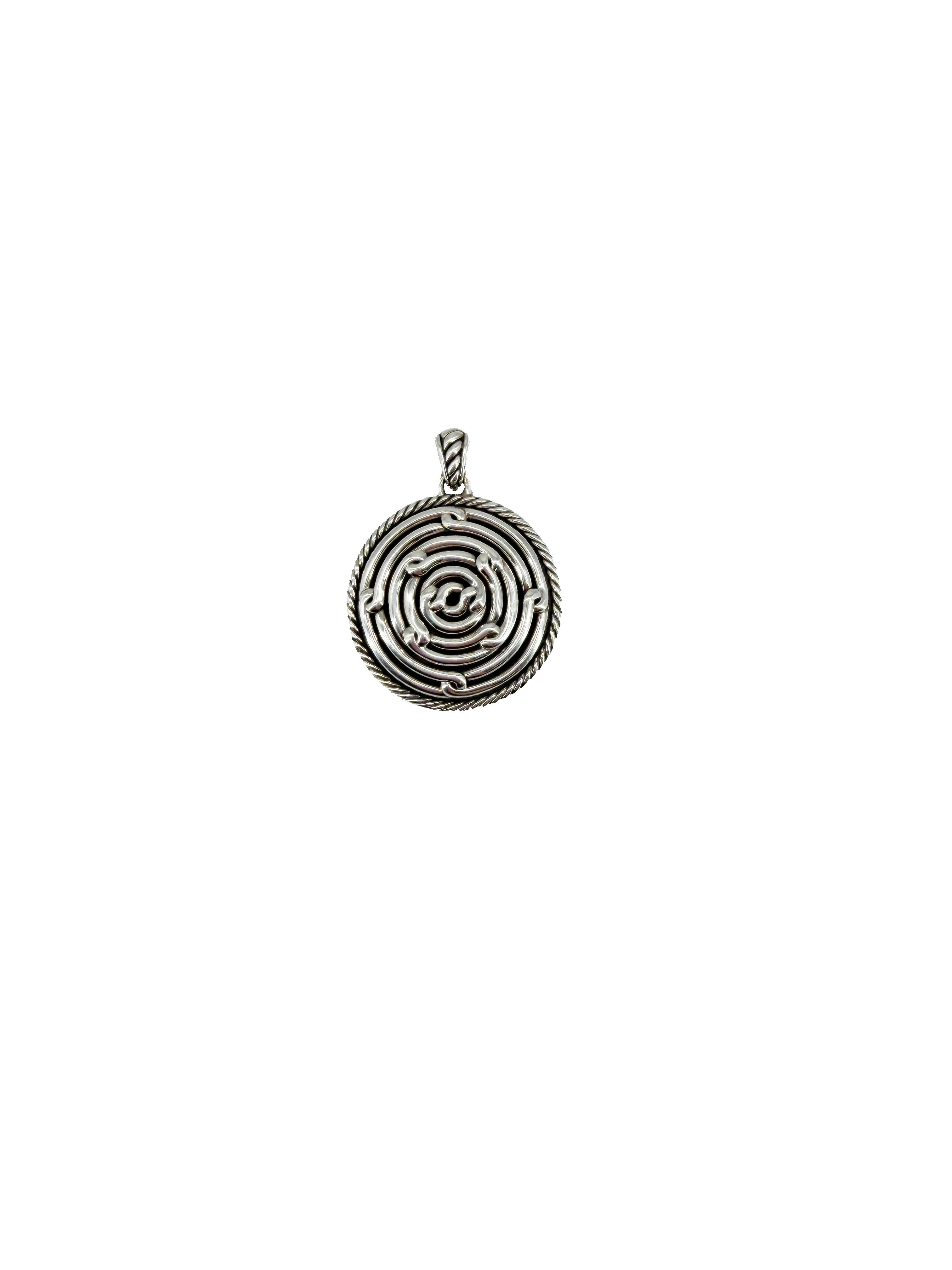 David Yurman sterling silver Large Labyrinth disc pendant