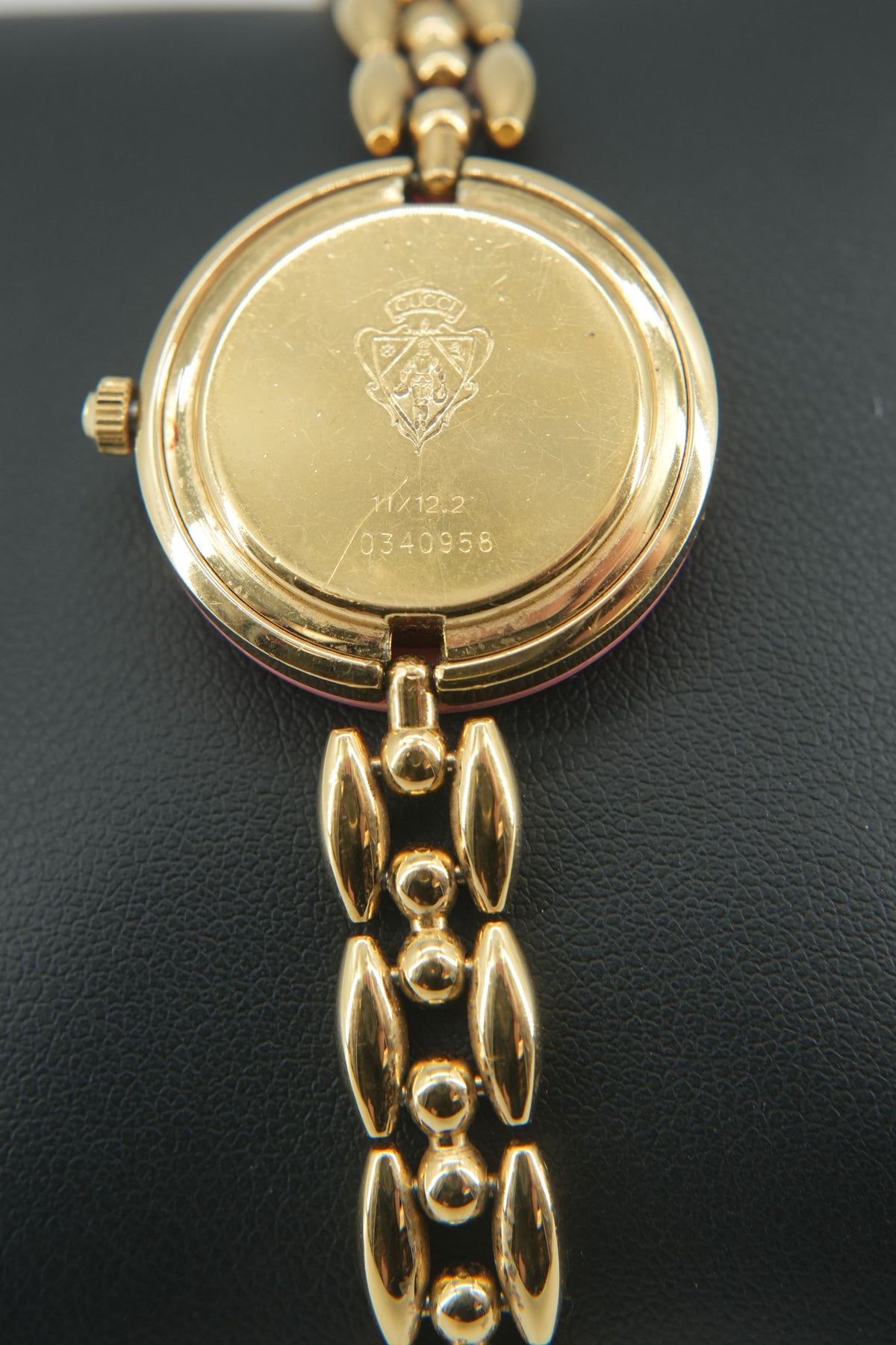 Gucci gold tone bead bracelet bezel watch with bezels/box