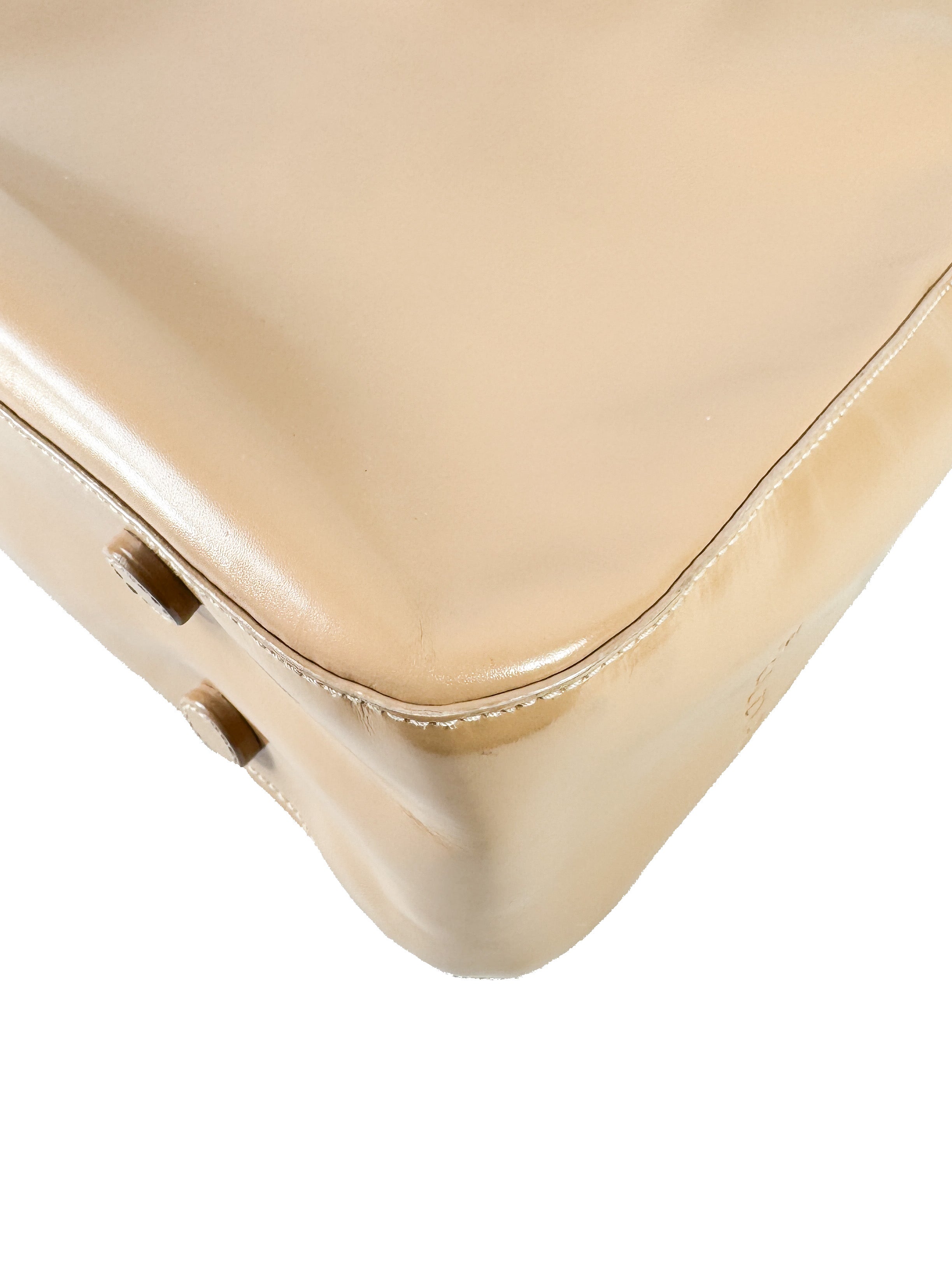 Prada beige patent leather Vitello Acciaio hobo 50