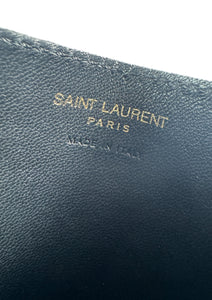 Saint Laurent black Cassandre grain de poudre leather card case 2ME423291-0323