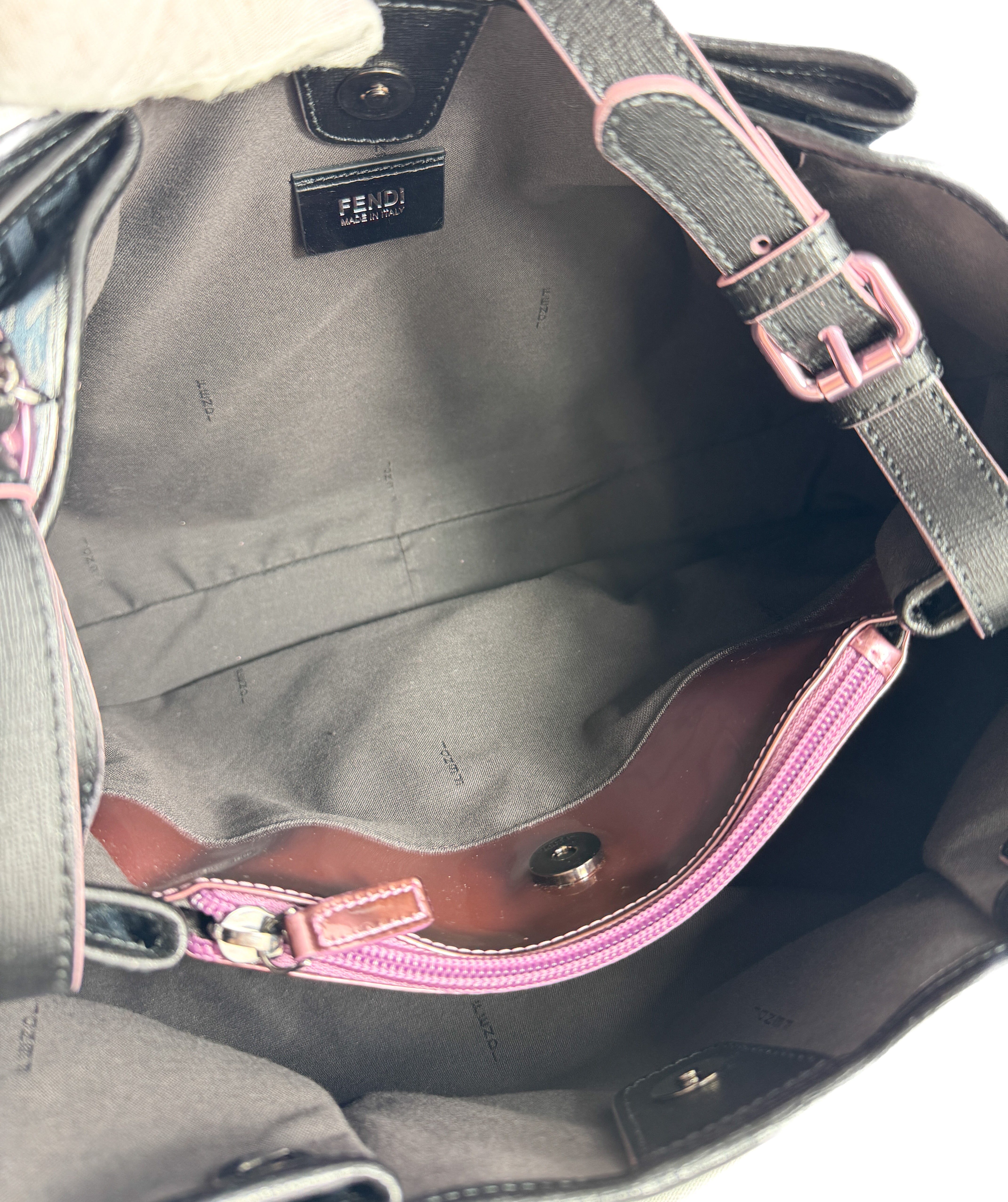 Fendi Zucchino navy, black, pink shoulder bag 8BH220-HJE 128-2354