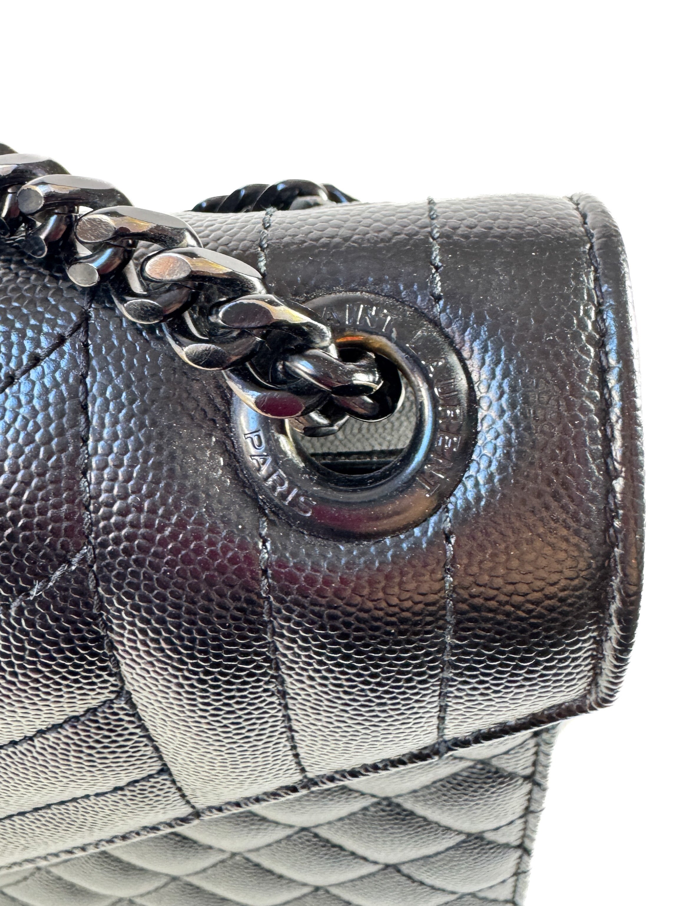 Saint Laurent black Grain De Poudre Textured Mixed Matelasse Large MAL600166-1220