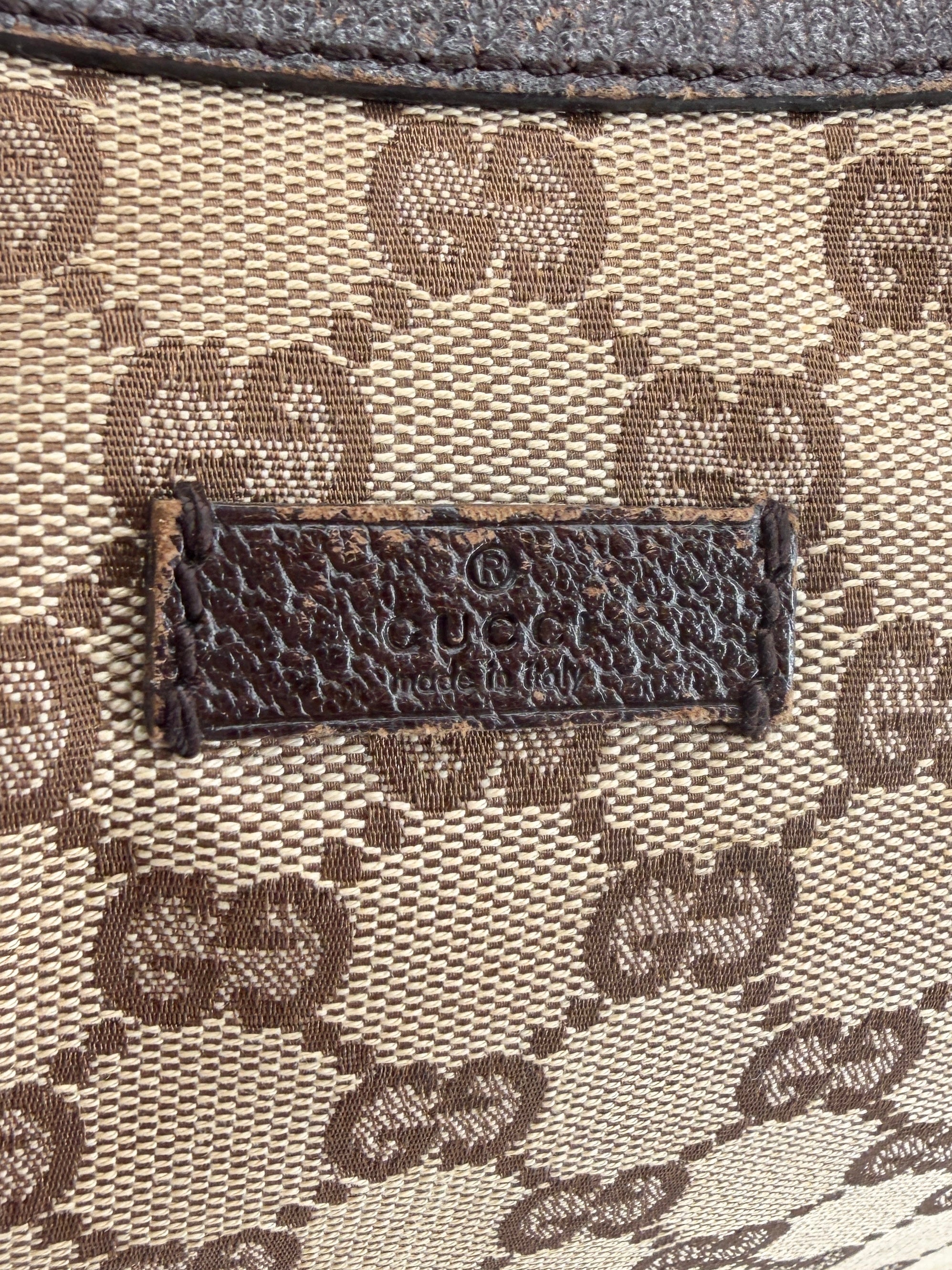 Gucci brown GG half moon canvas shoulder bag 122790001998