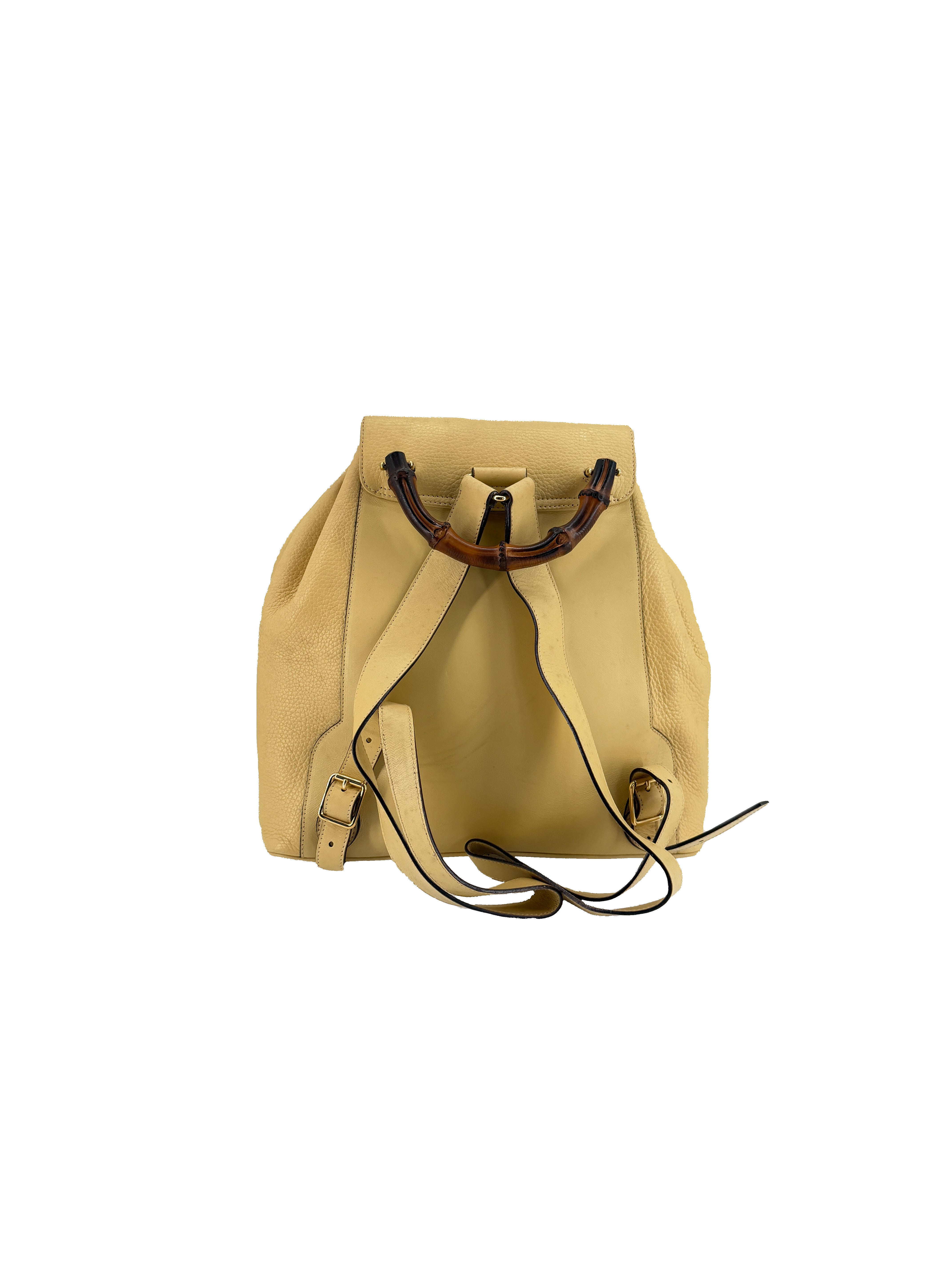 Gucci yellow leather vintage Bamboo backpack 003-58-0016