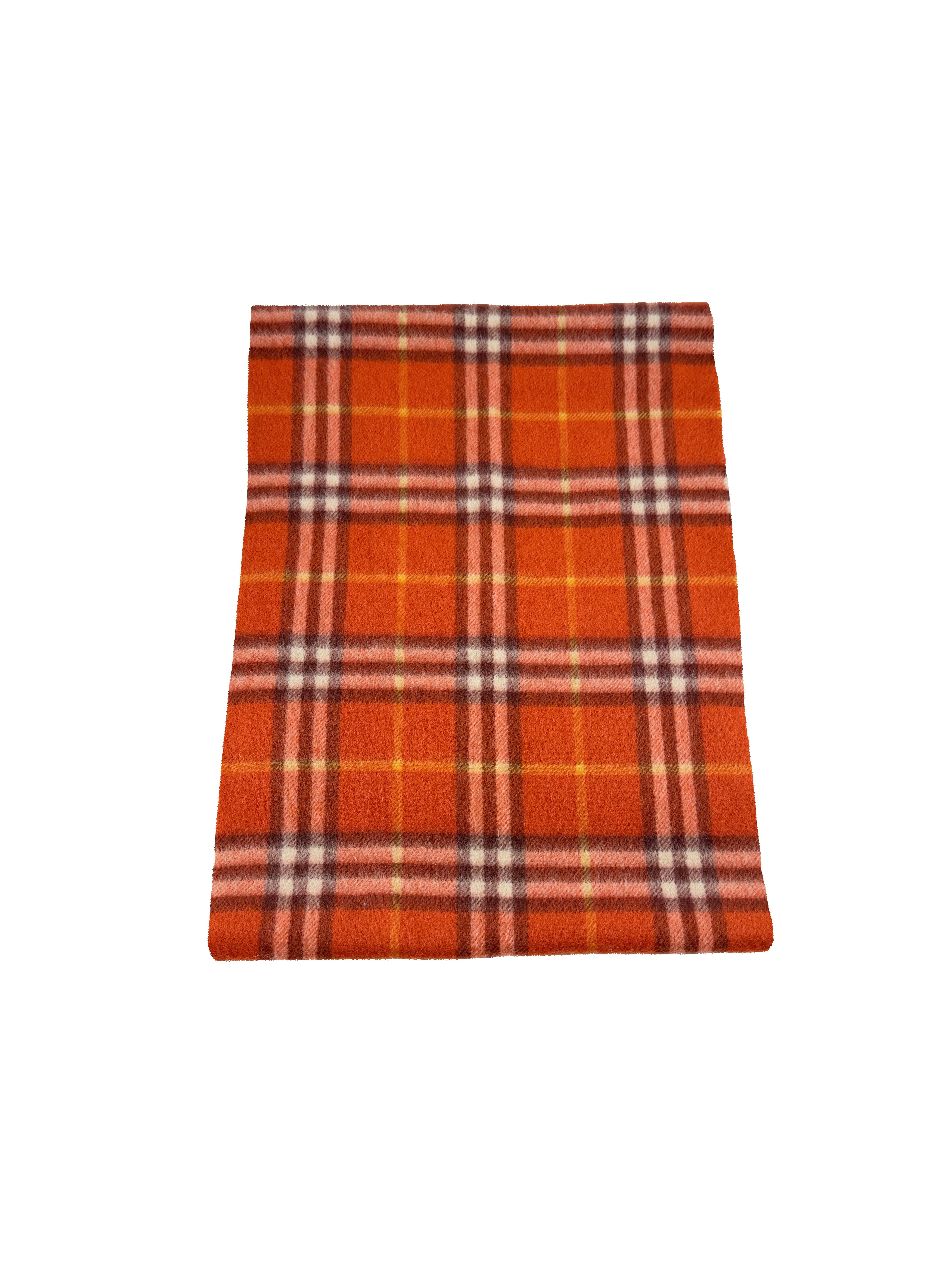 Burberry orange plaid Cashmere scarf