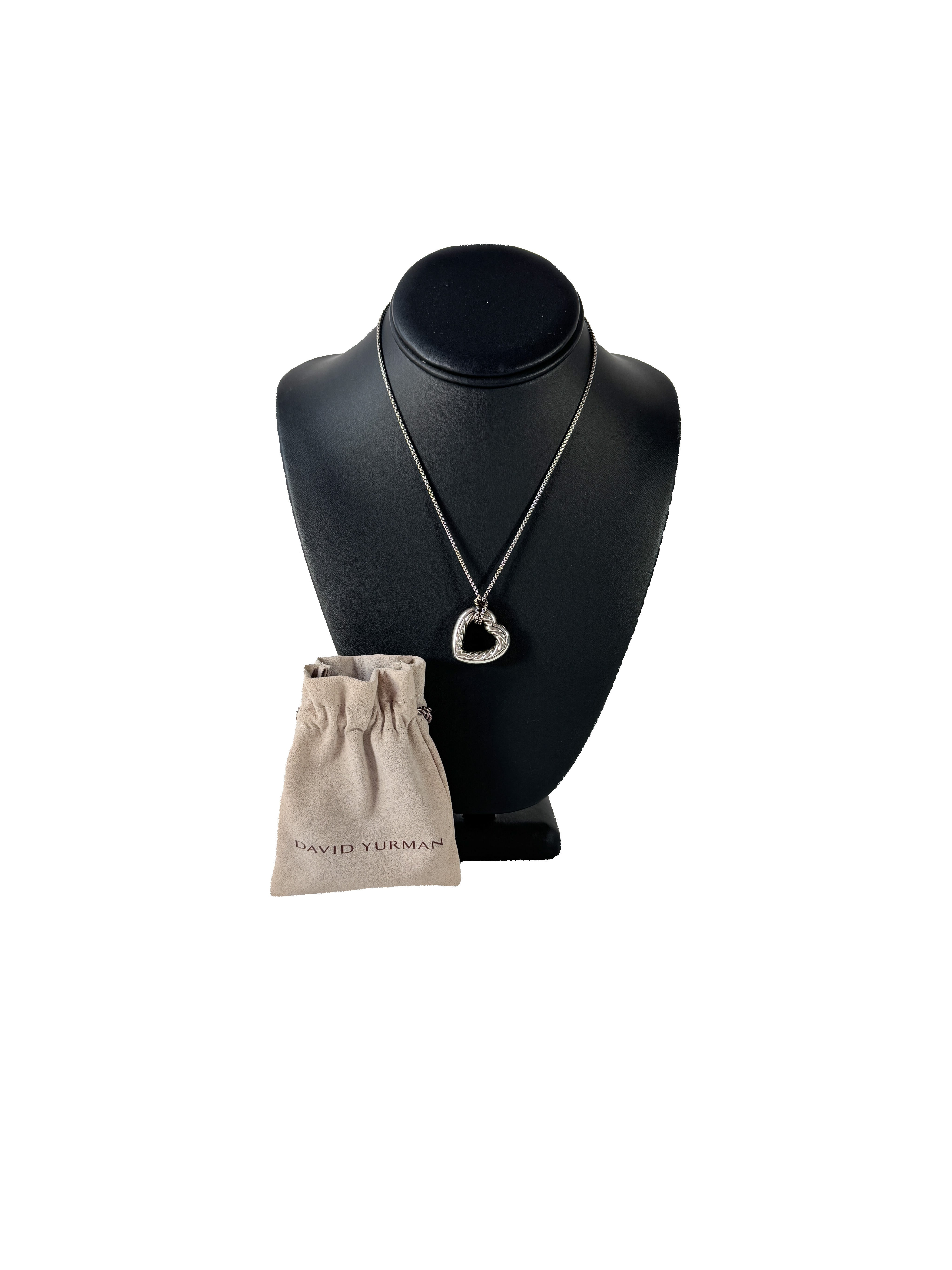 David Yurman sterling silver cable heart necklace