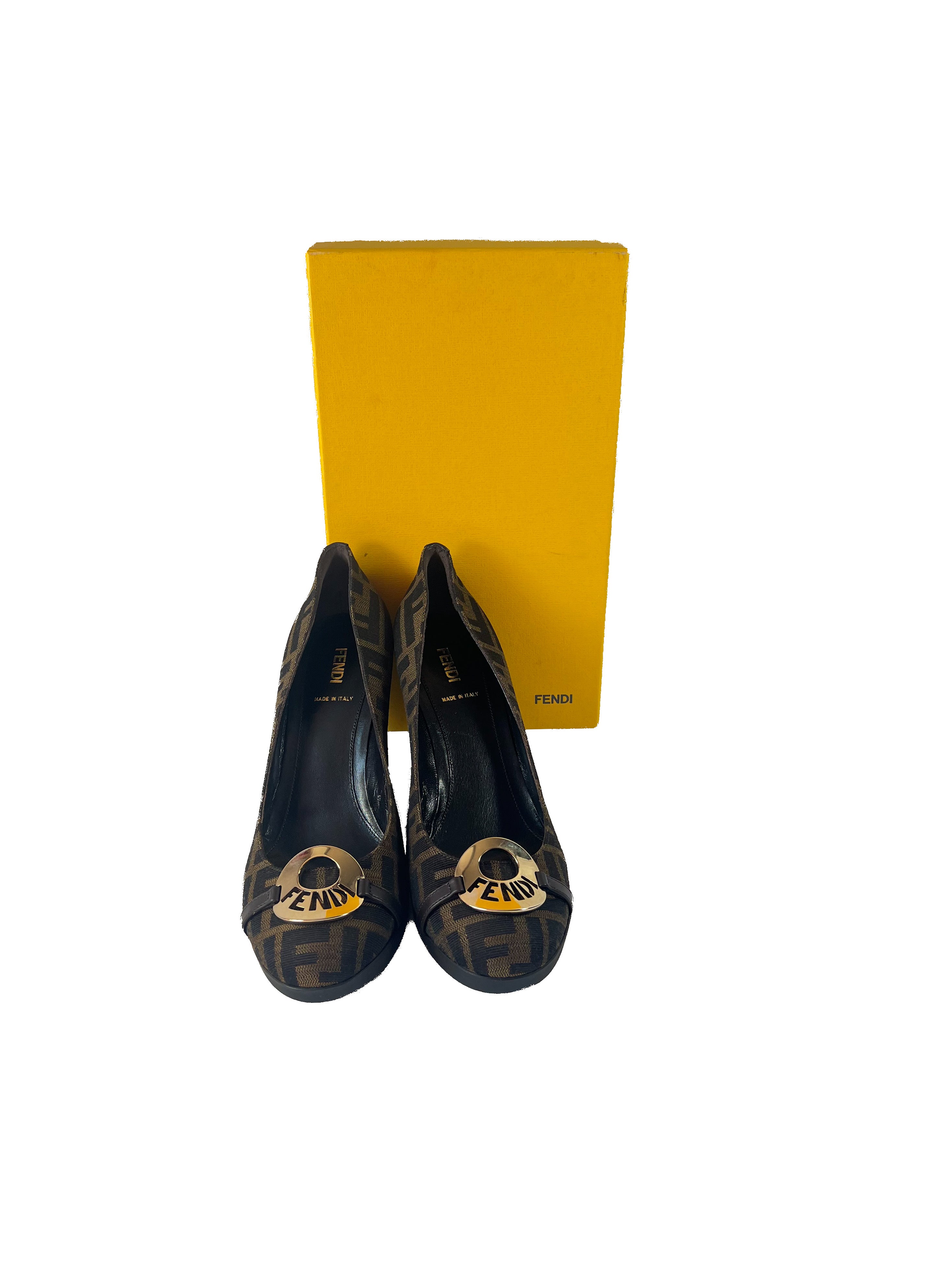 Fendi Zucca jacquard wedges size 40 (10) NEW BOX