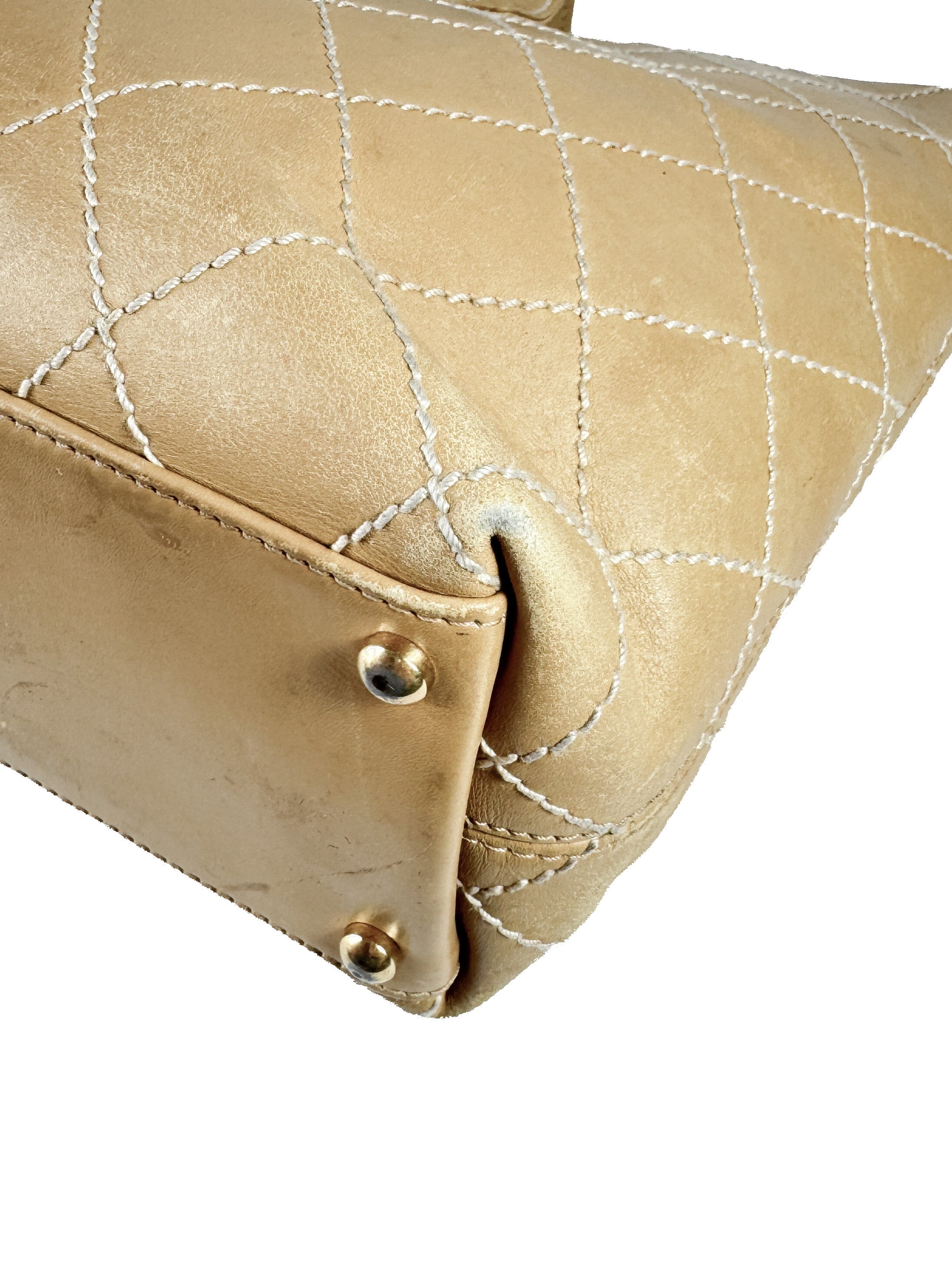 Chanel brown leather wild stitch Surpique Tote Beige 7531480