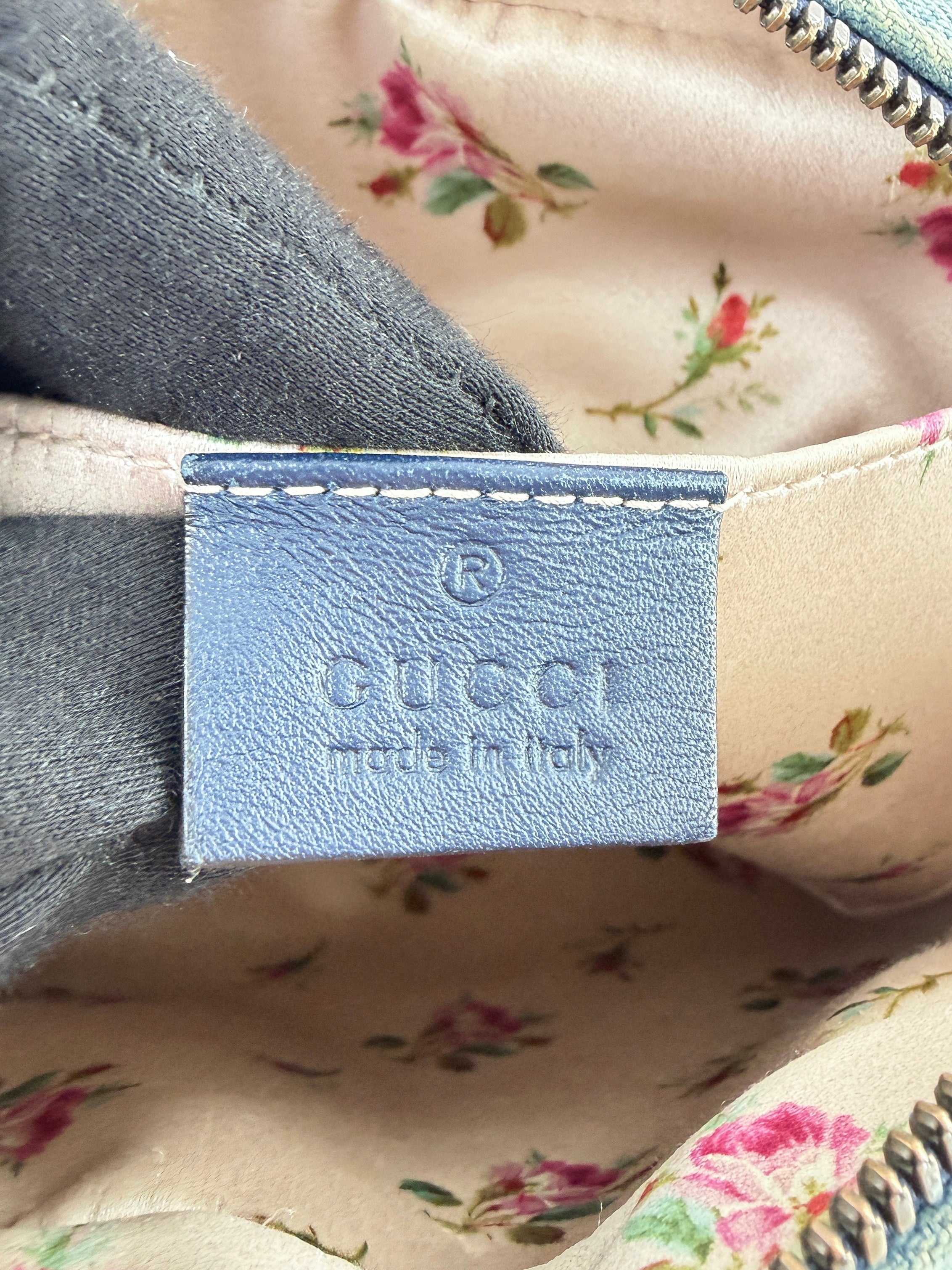 Gucci denim Marmont Matelassé Pearly GG crossbody 447632 520981