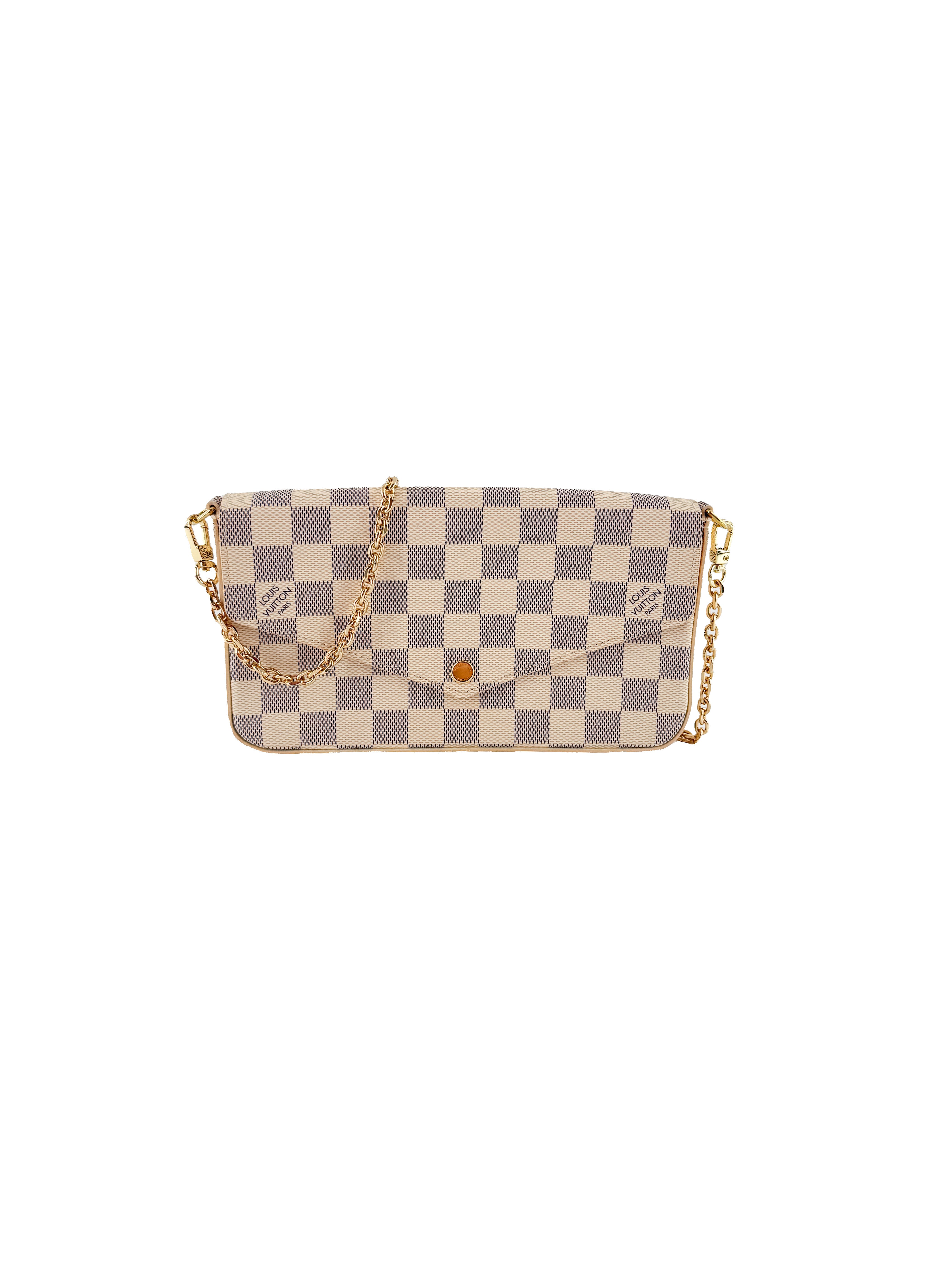 Louis Vuitton damier azur Pochette Felicie chain wallet rose ballerine NFC