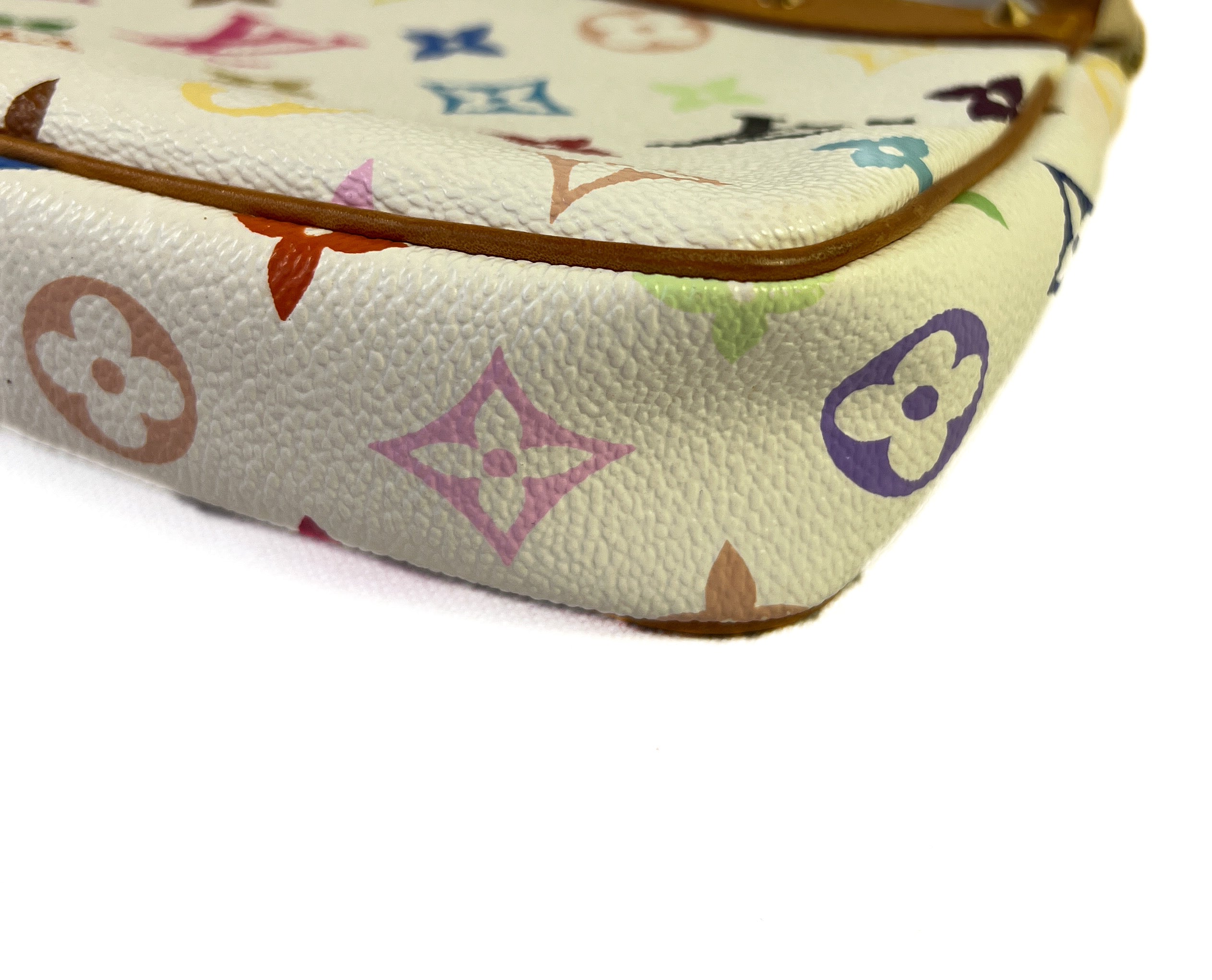 Louis Vuitton x Takashi Murakami white multi color pochette