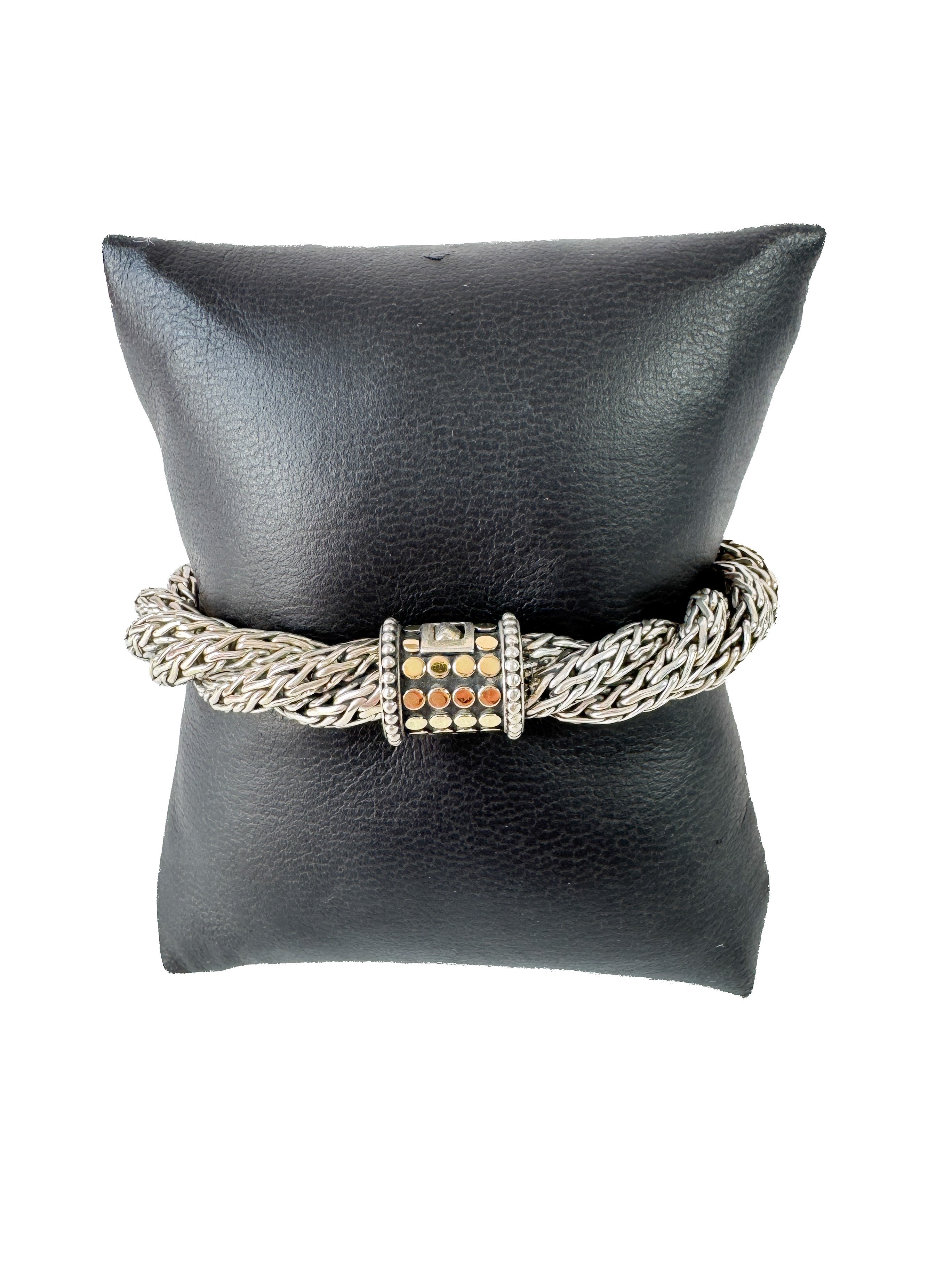John Hardy sterling silver, 18k gold braided bracelet