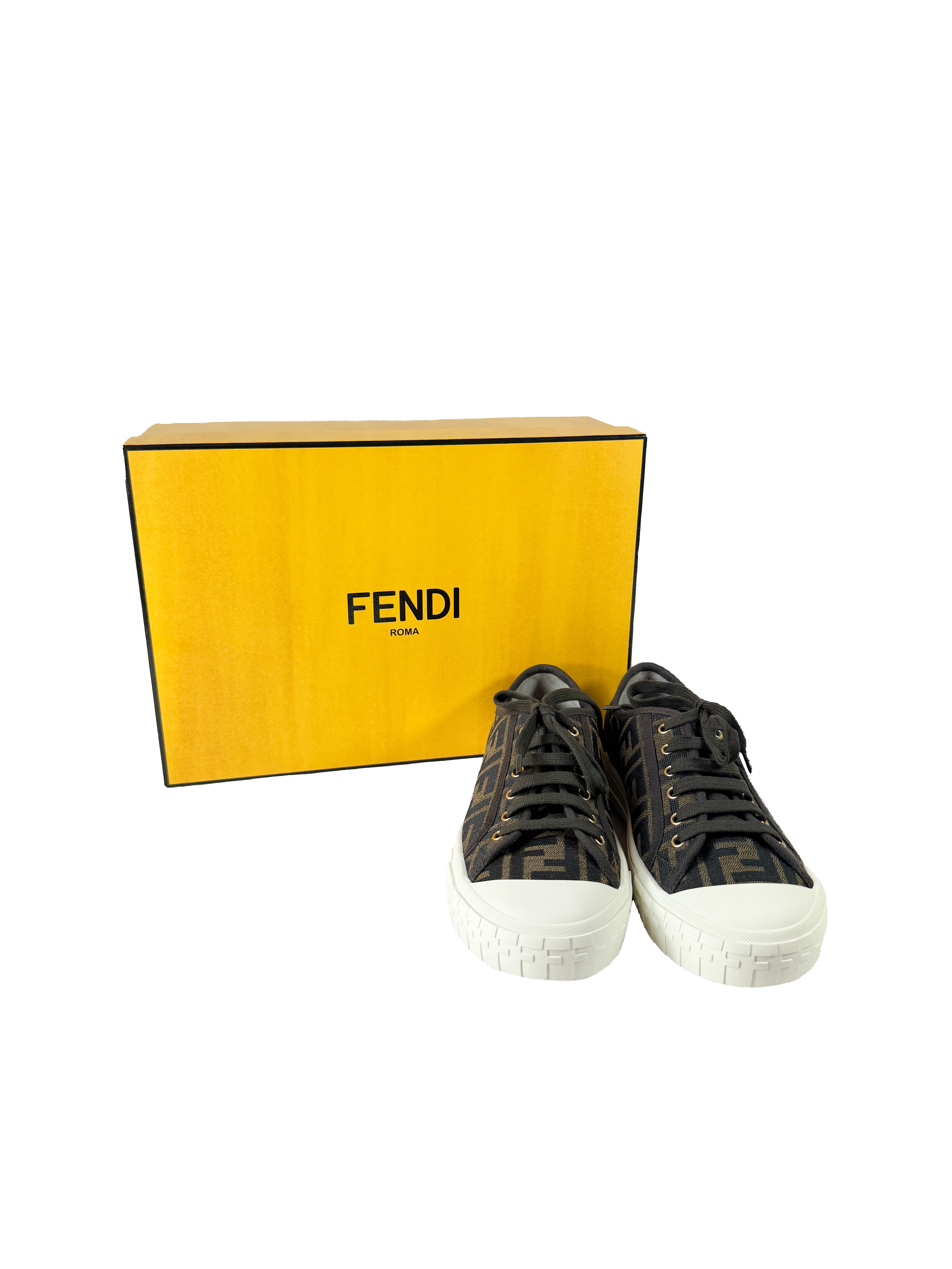 Fendi brown Zucca print sneakers size 39 NEW 8E8325