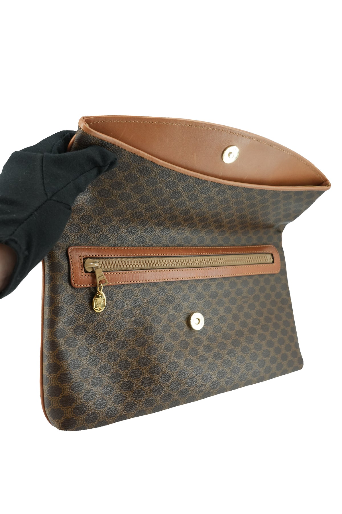 Celine brown Macadame vintage clutch M06