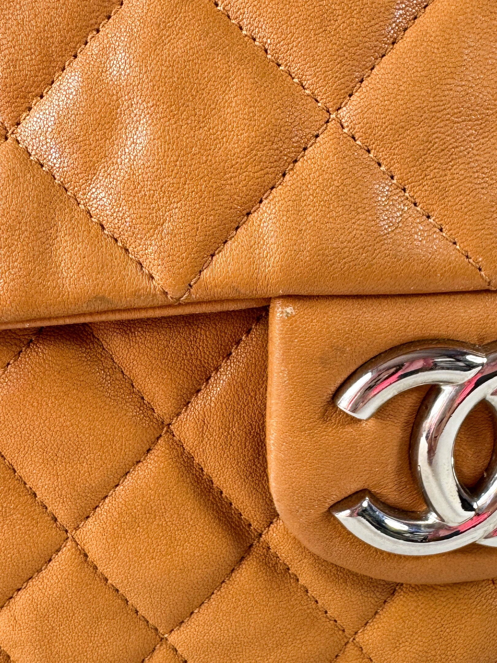 Chanel brown quilted chain around maxi flap shoulder bag 17236173