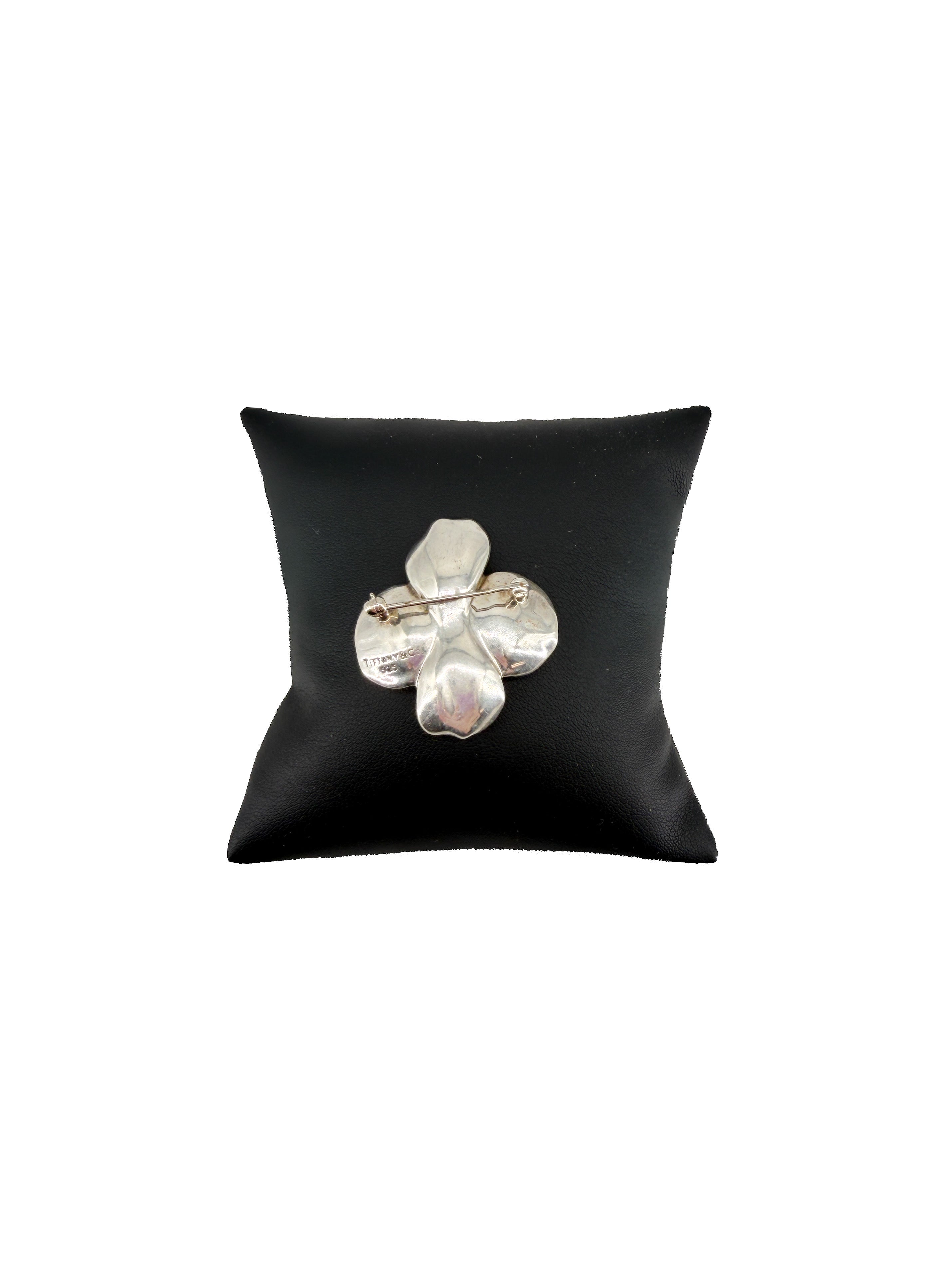 Tiffany & Co sterling silver dogwood brooch
