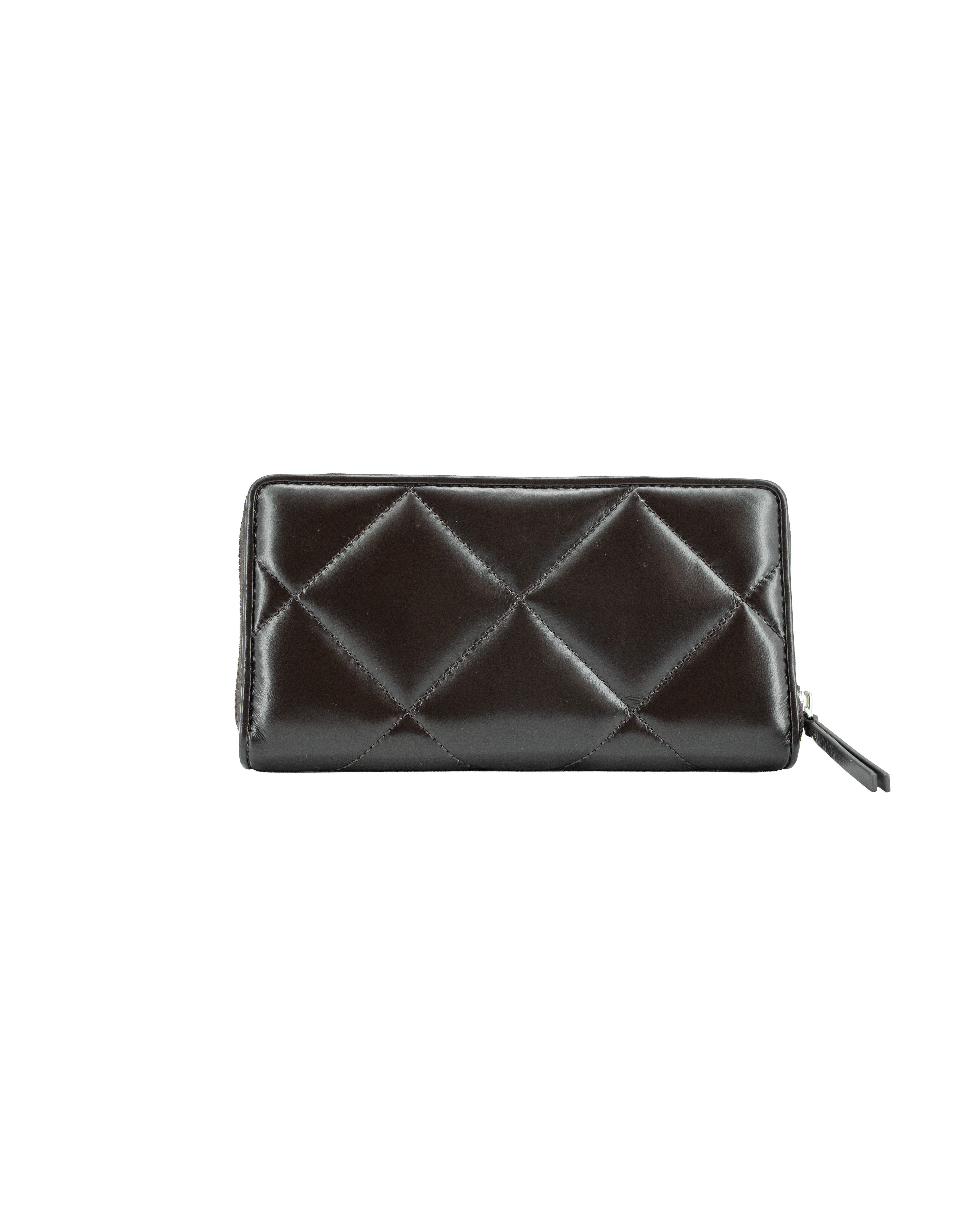 Tory Burch brown leather quilted Kira diamond ZA wallet