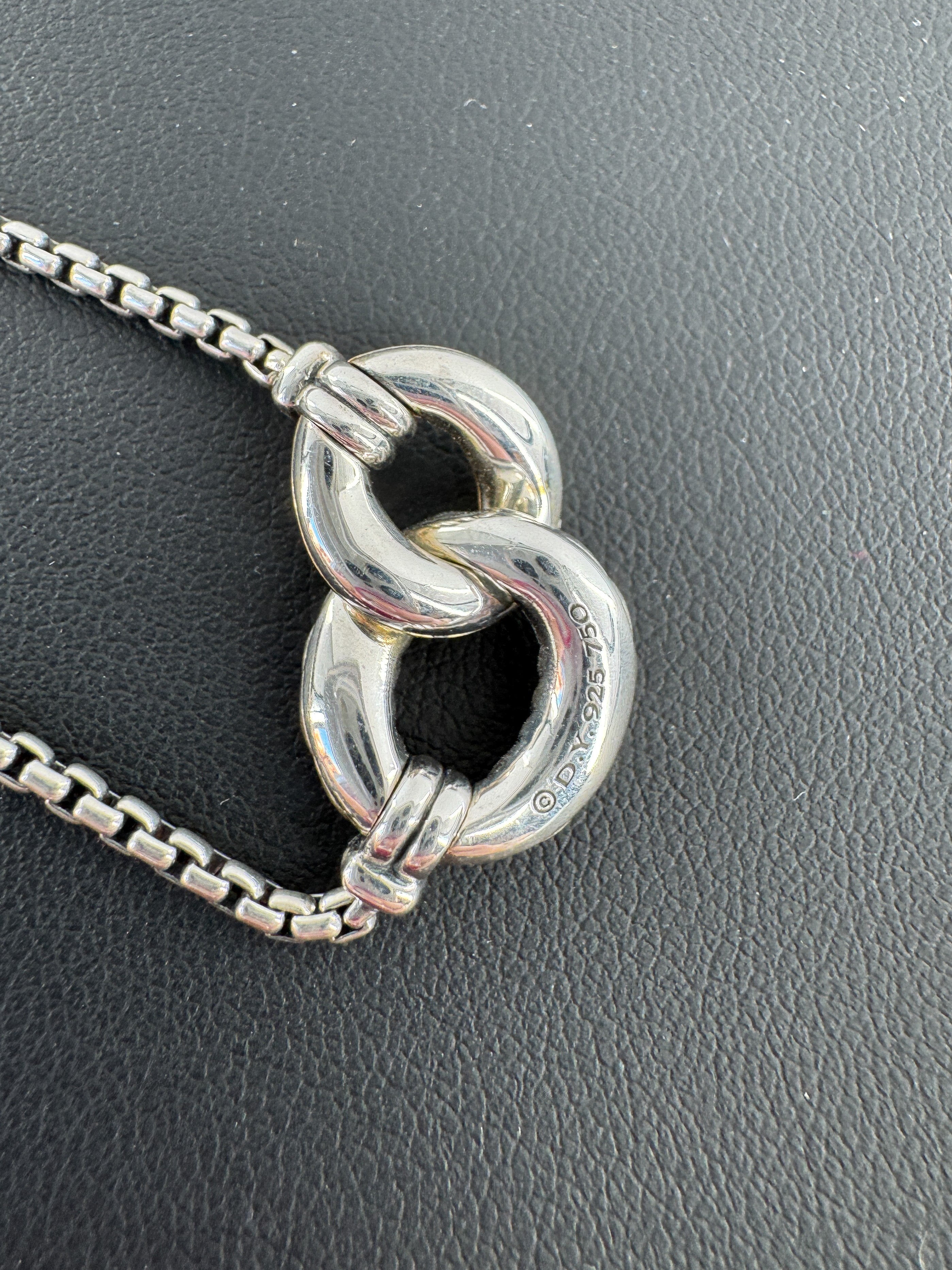 David Yurman sterling silver 18k gold Belmont double curb link necklace