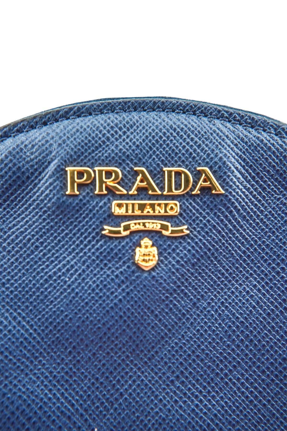 Prada navy blue saffiano leather keychain pouch
