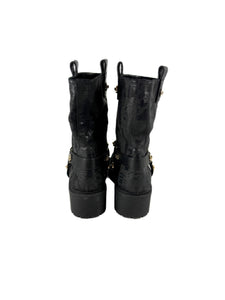 Versace distressed leather Medusa head moto boots size 38