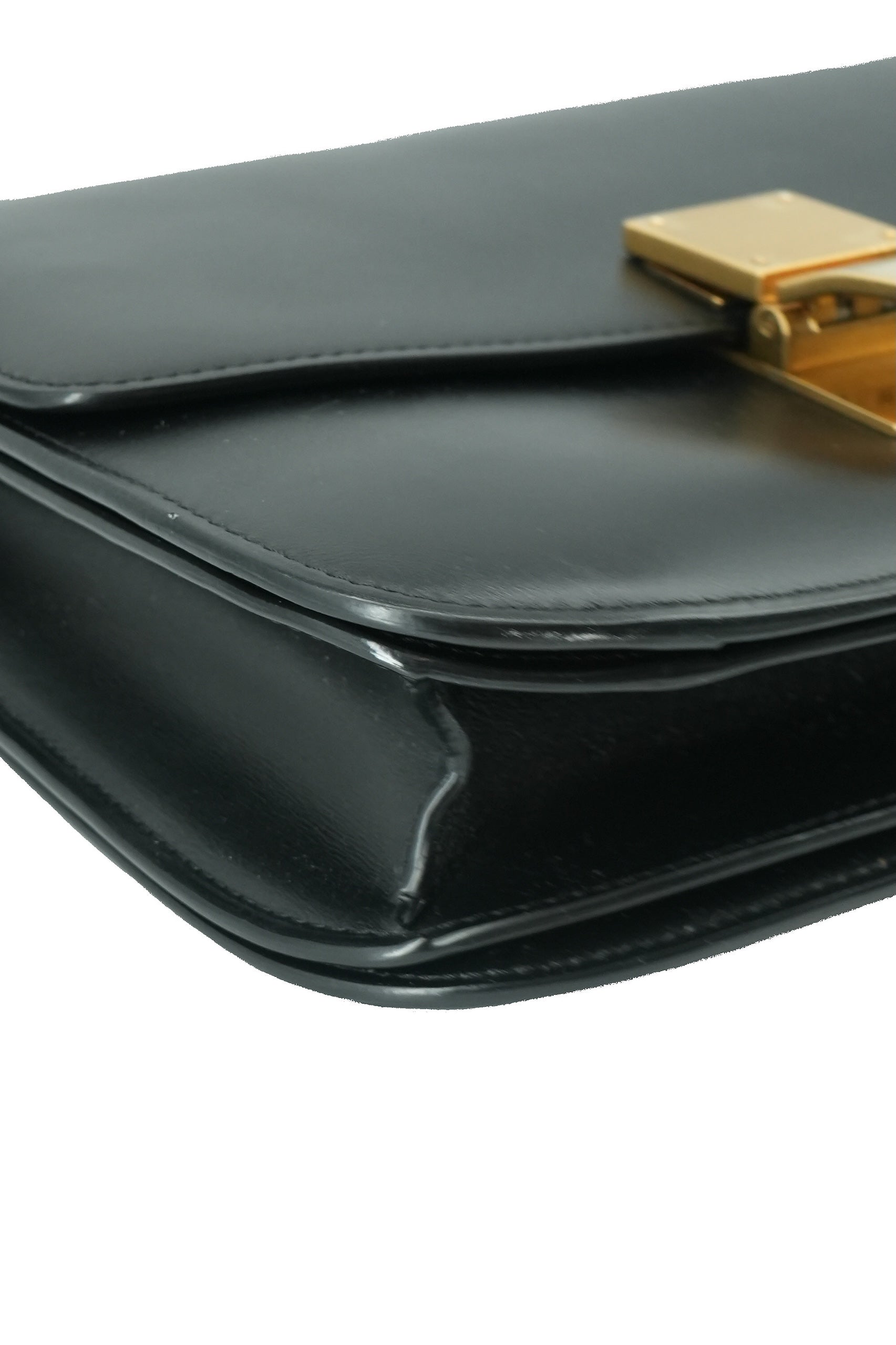 Celine black leather Box shoulder bag U-LA-0176