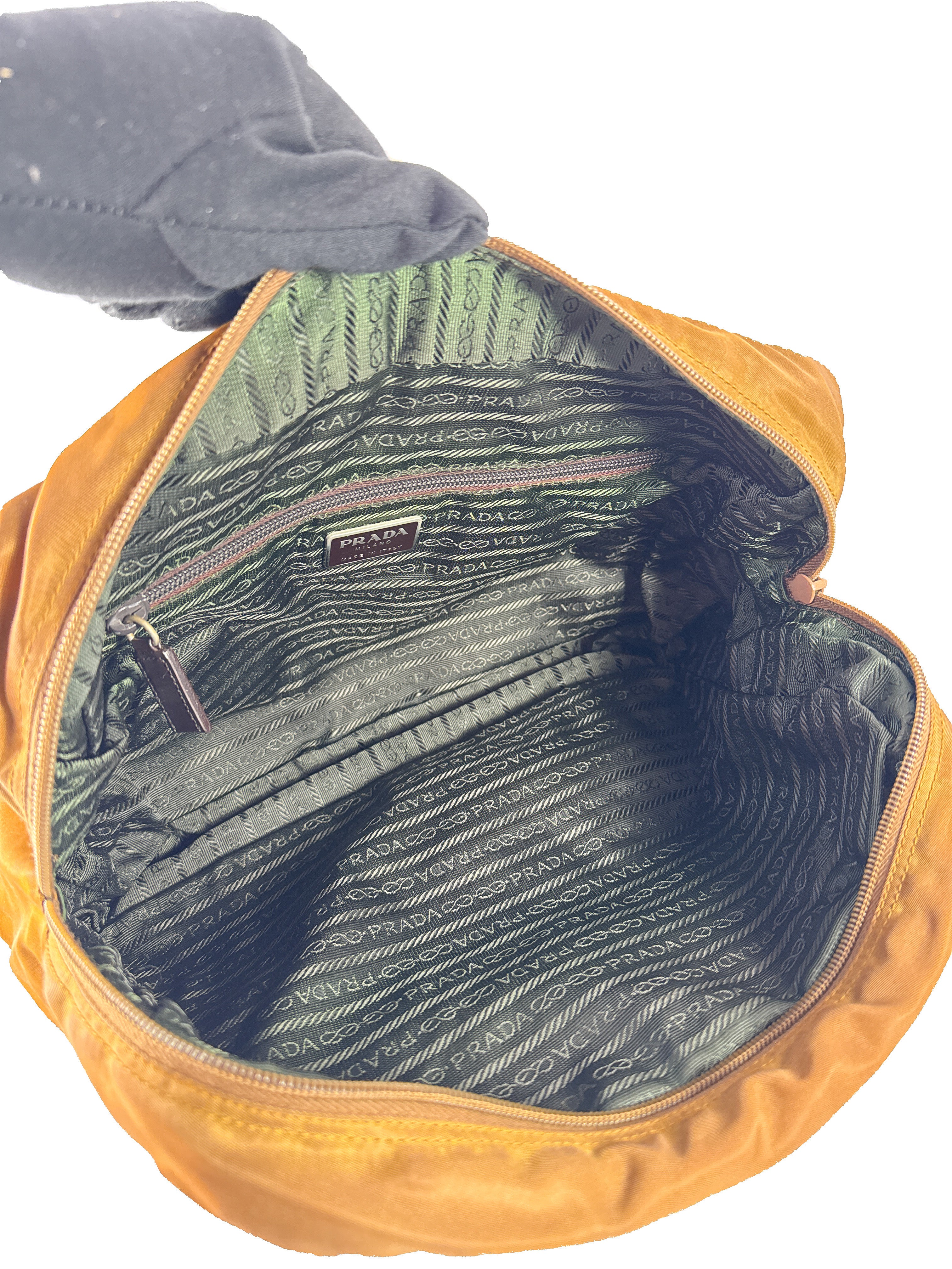 Prada golden brown vintage nylon tote