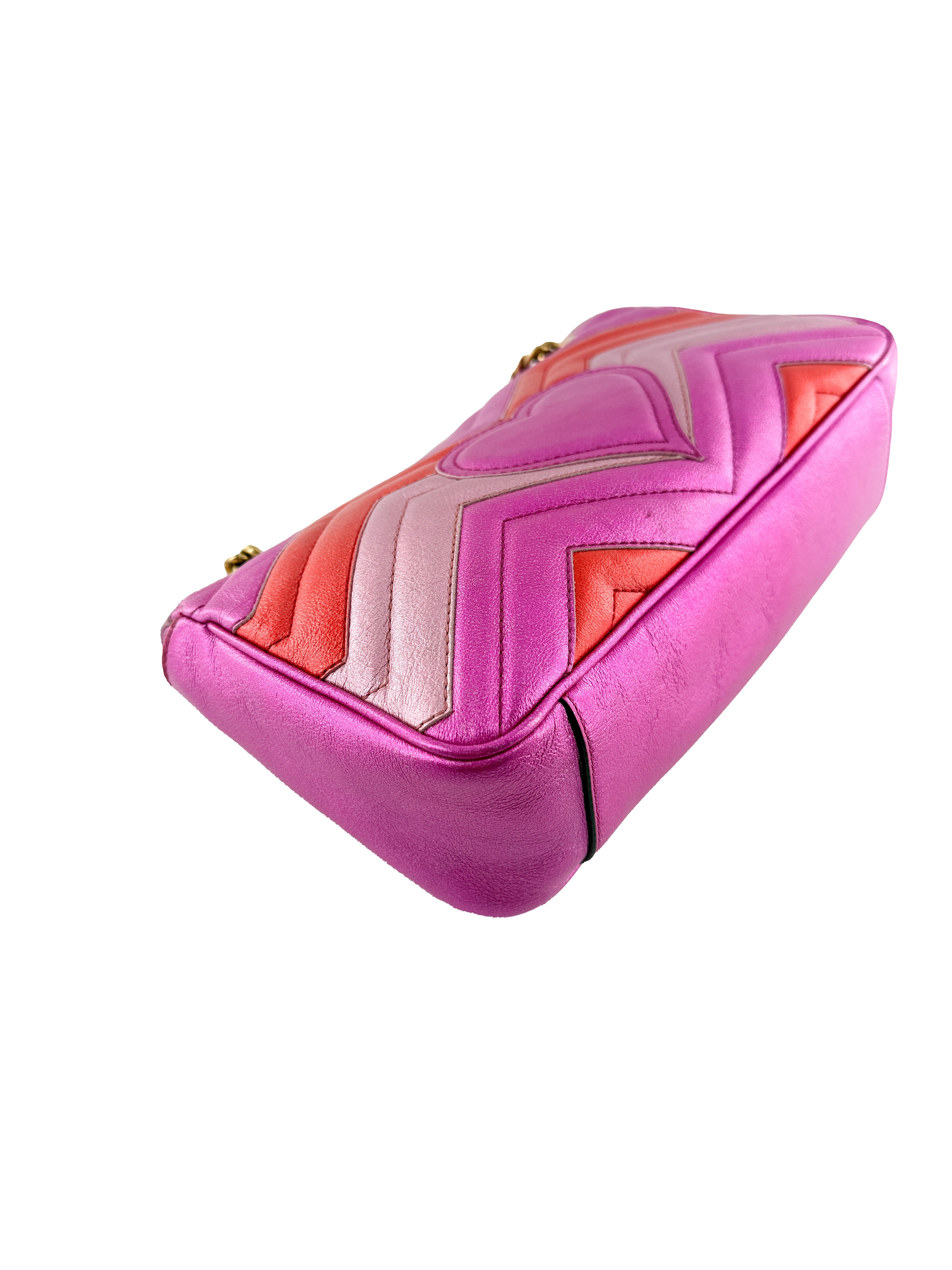 Gucci GG Marmont Flap Bag Matelasse Leather Small pink 443497486628