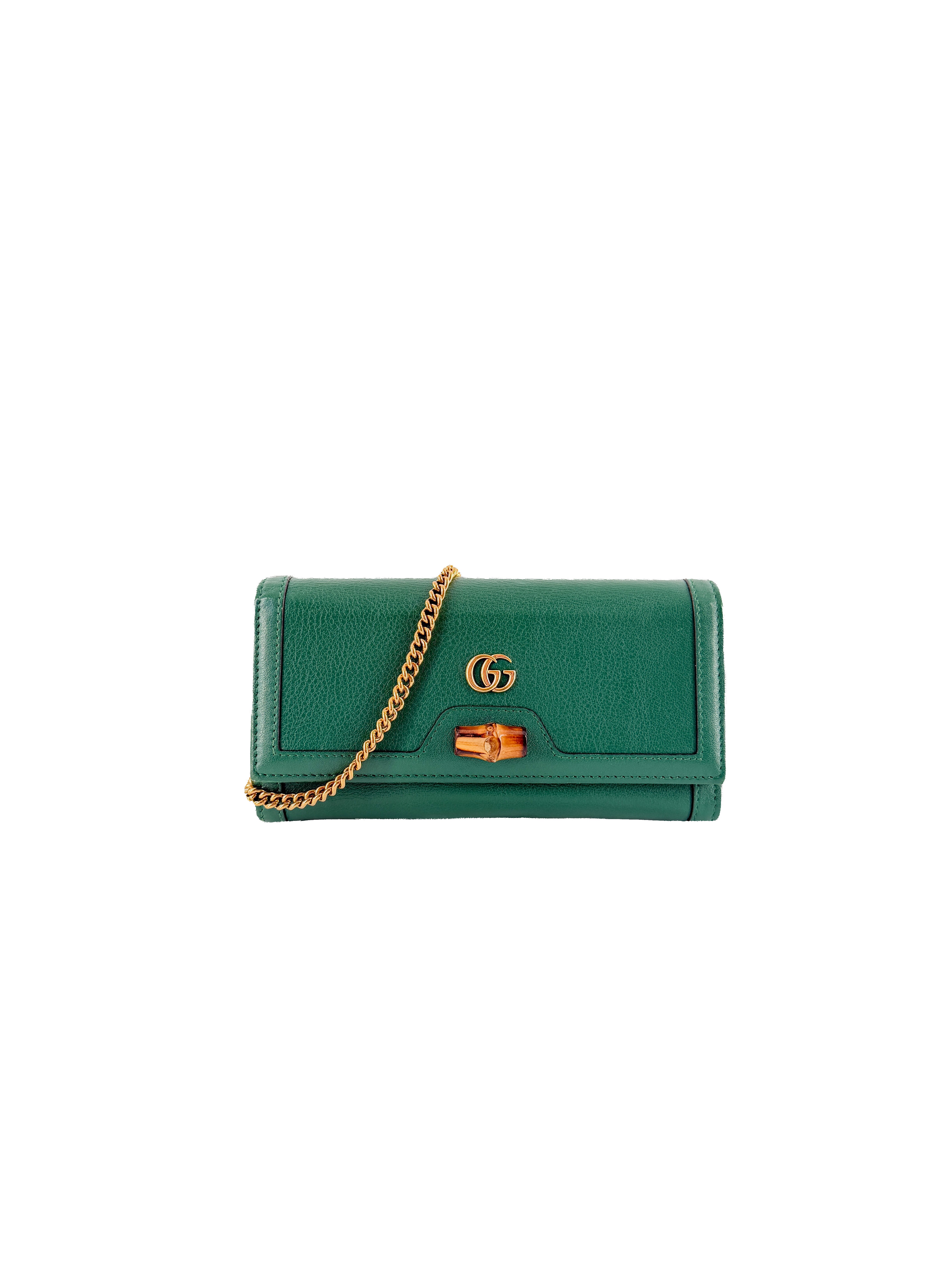 Gucci Diana green leather wallet on chain 653243 496085