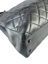 Chanel dark silver quilted large trendy shopping tote 21647644