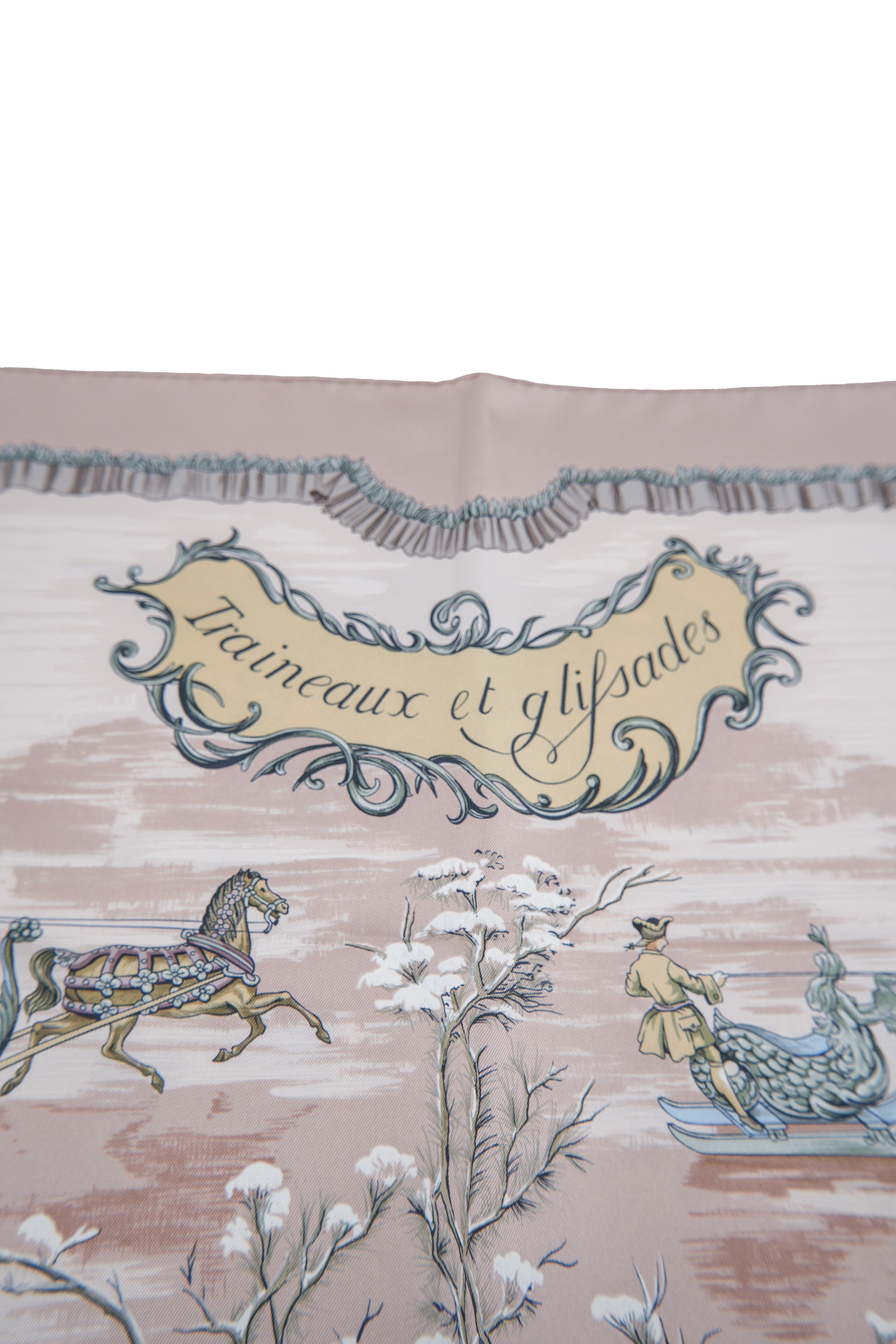 Hermès pink Traineaux et Glissades 90cm silk scarf BOX