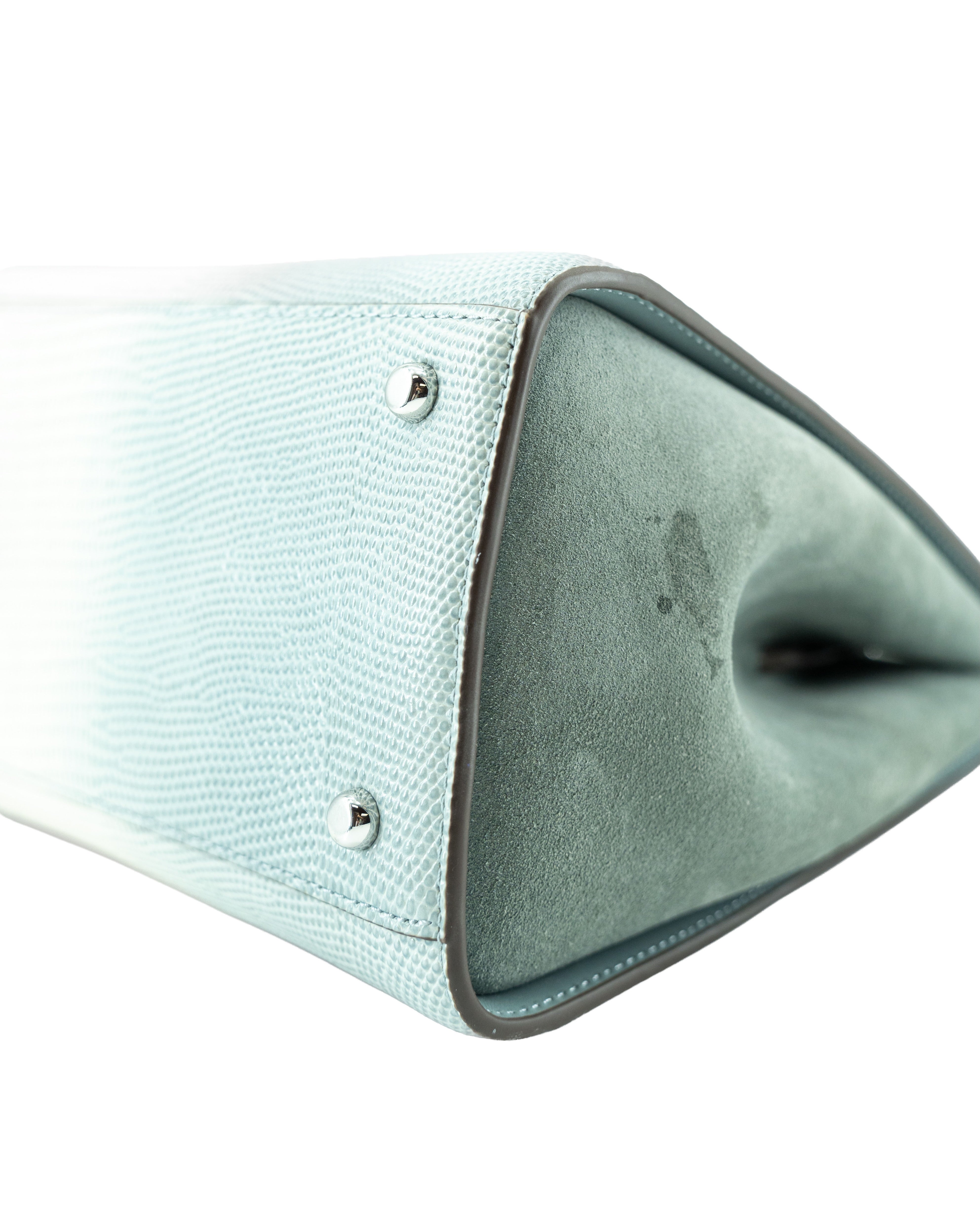 Tory Burch blue cream lizard embossed leather/suede Eleanor