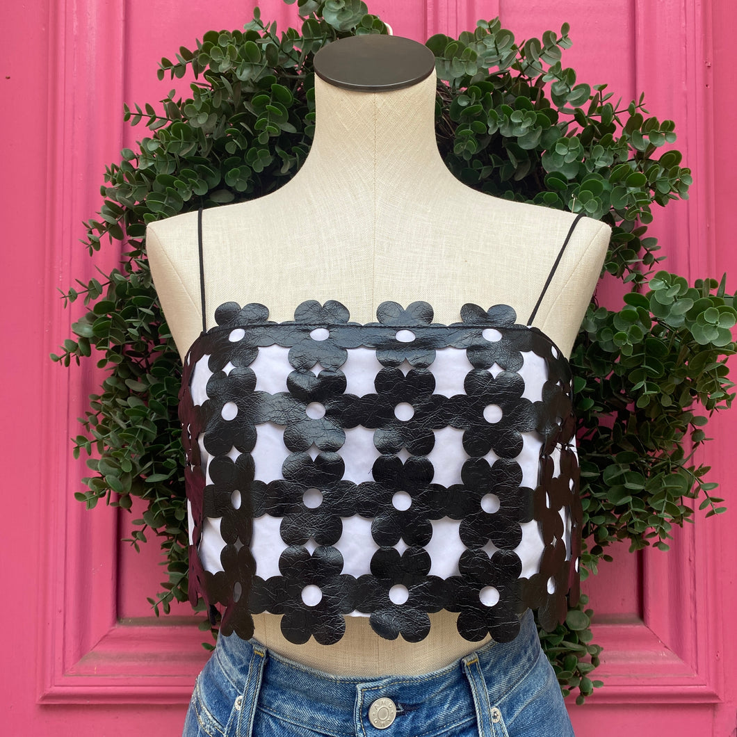 Social Tourist black floral cropped tank top size M